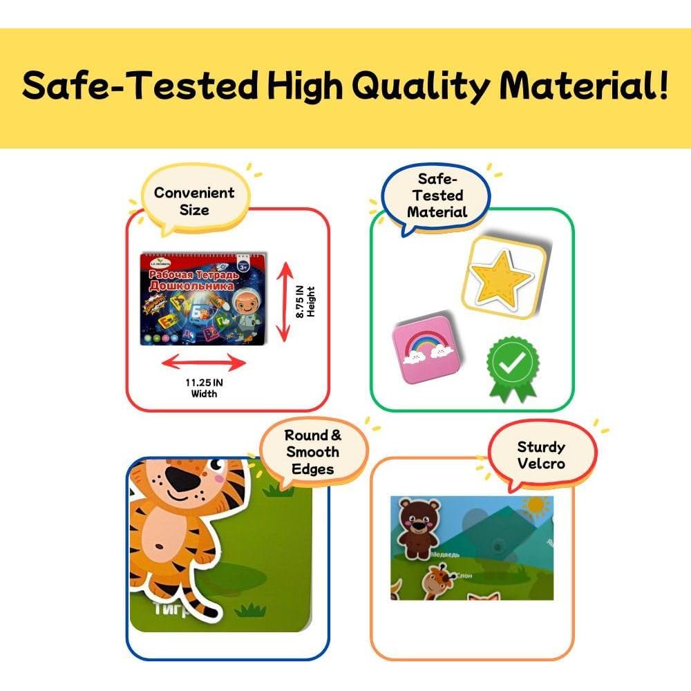 Libro Ocupado Montessori Ruso para Niños 3 a 5 Años - 12 Actividades