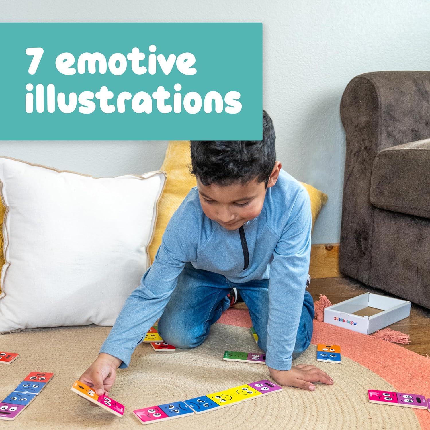 Dominó Emociones SPARK & WOW | 28 Piezas de Madera | Juego Socioemocional