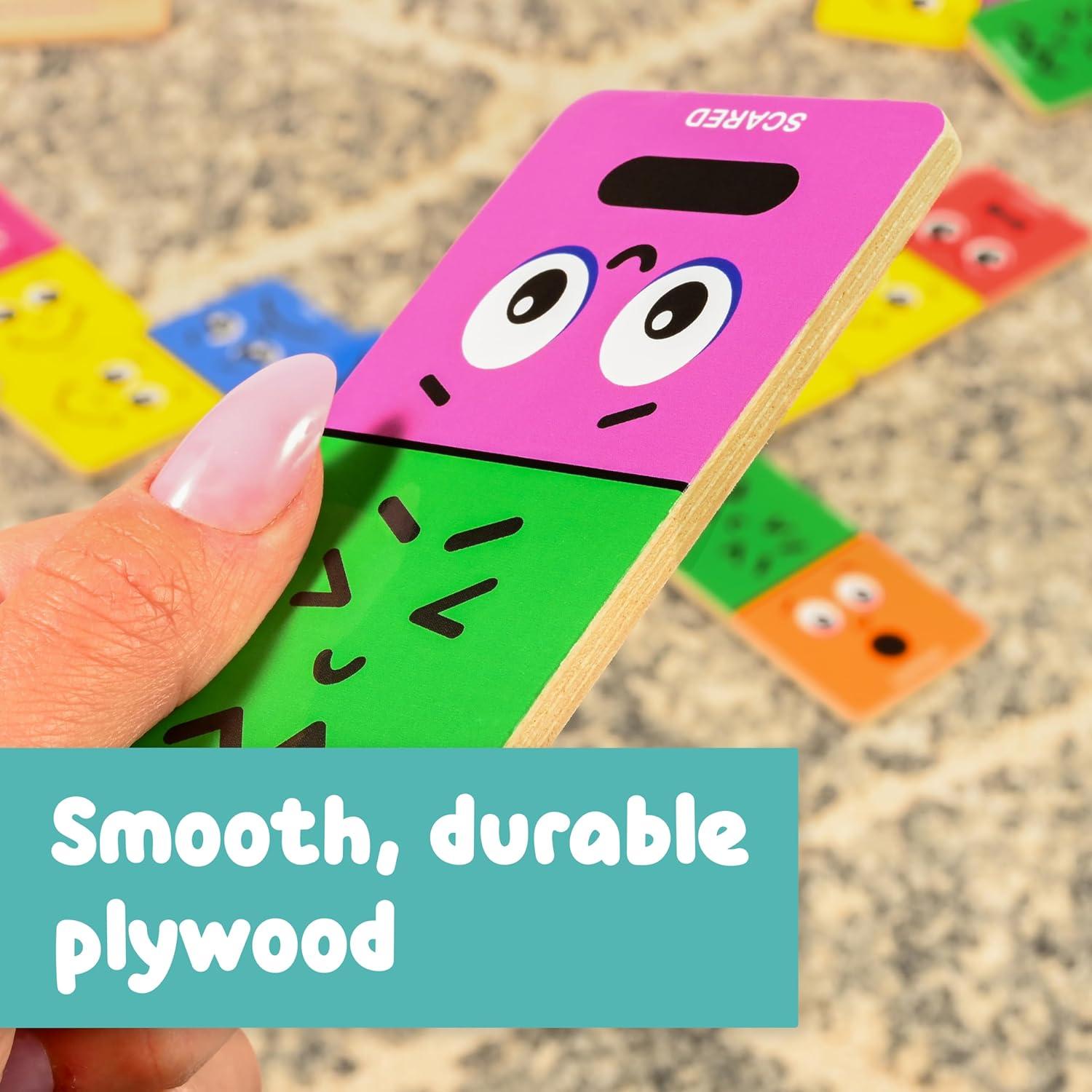 Dominó Emociones SPARK & WOW | 28 Piezas de Madera | Juego Socioemocional