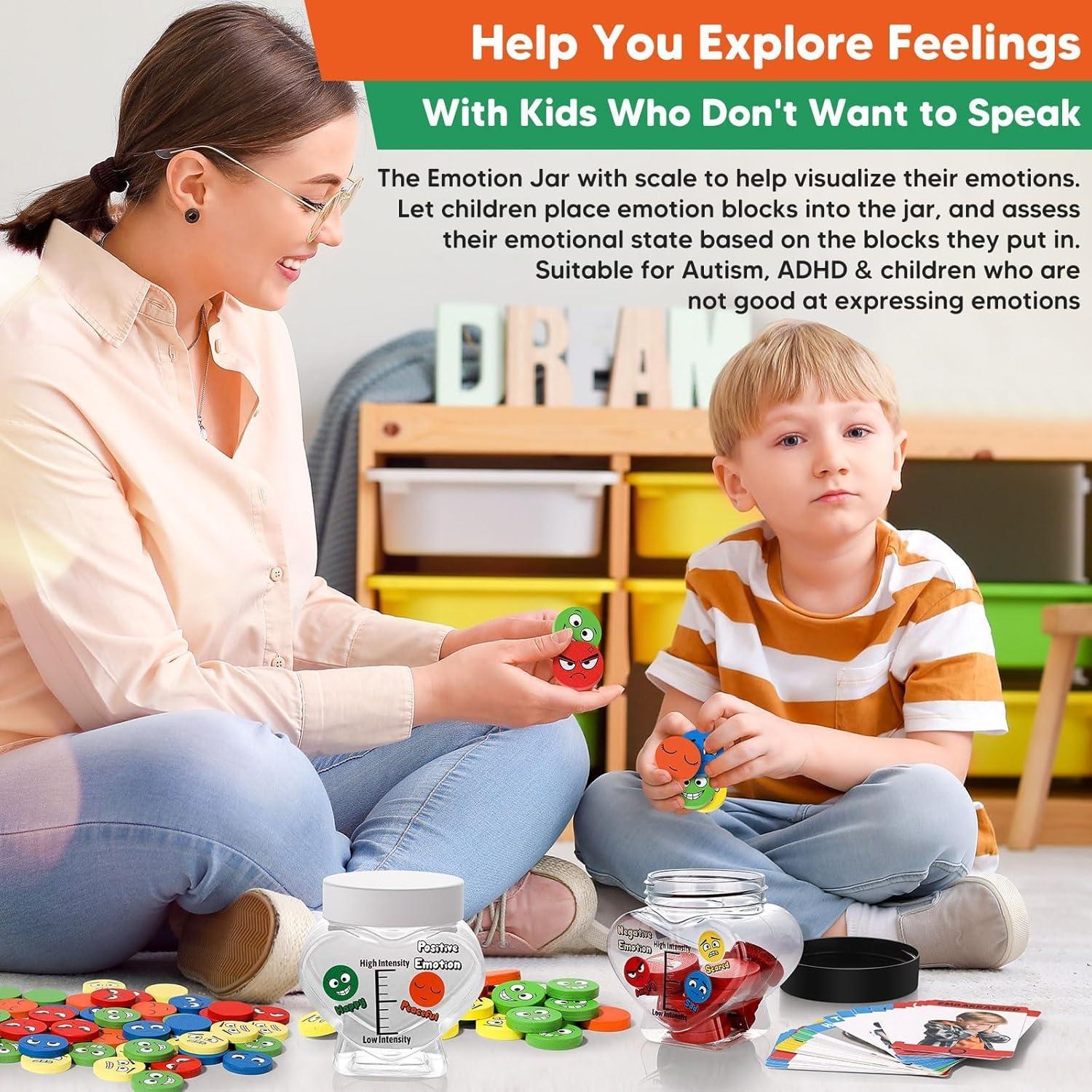 Tarro de Emociones Garybank para Niños con 56 Tarjetas