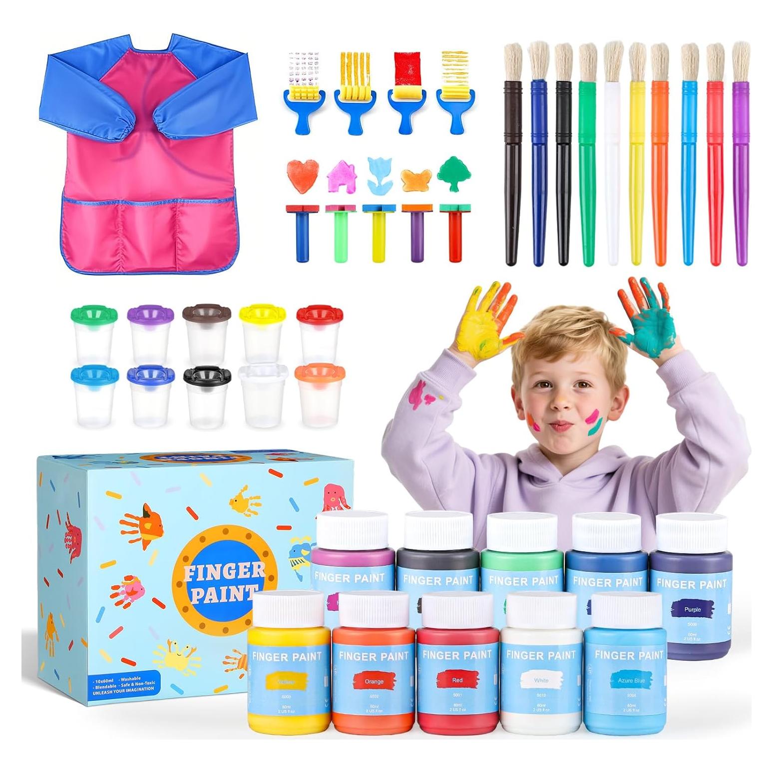 Pintura de Dedos Lavable TMOL 40 PCS No Tóxica 60ml 10 Colores