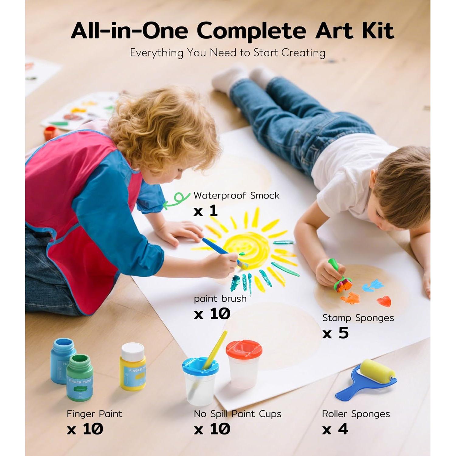 Pintura de Dedos Lavable TMOL 40 PCS No Tóxica 60ml 10 Colores