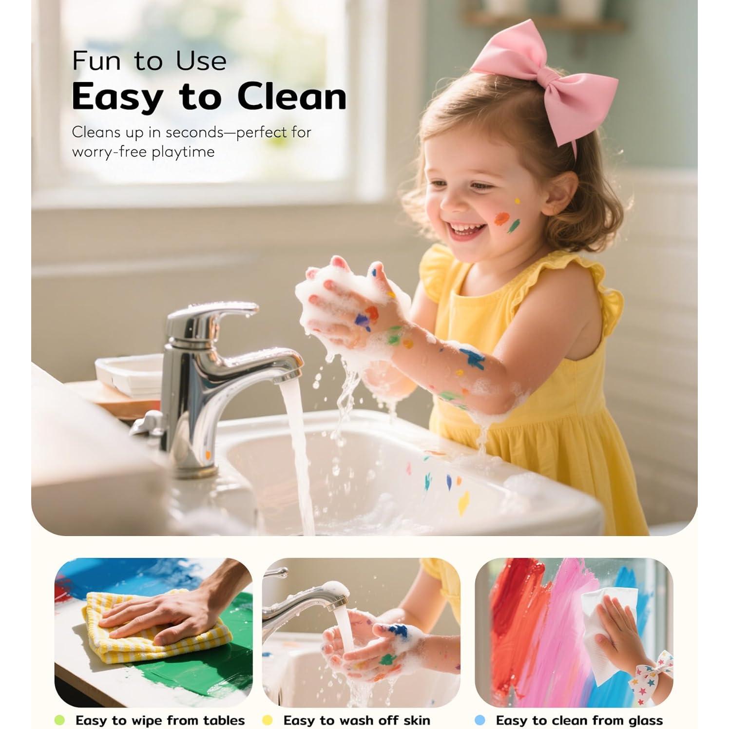 Pintura de Dedos Lavable TMOL 40 PCS No Tóxica 60ml 10 Colores