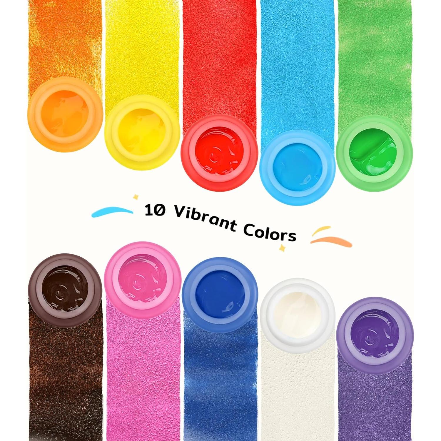 Pintura de Dedos Lavable TMOL 40 PCS No Tóxica 60ml 10 Colores