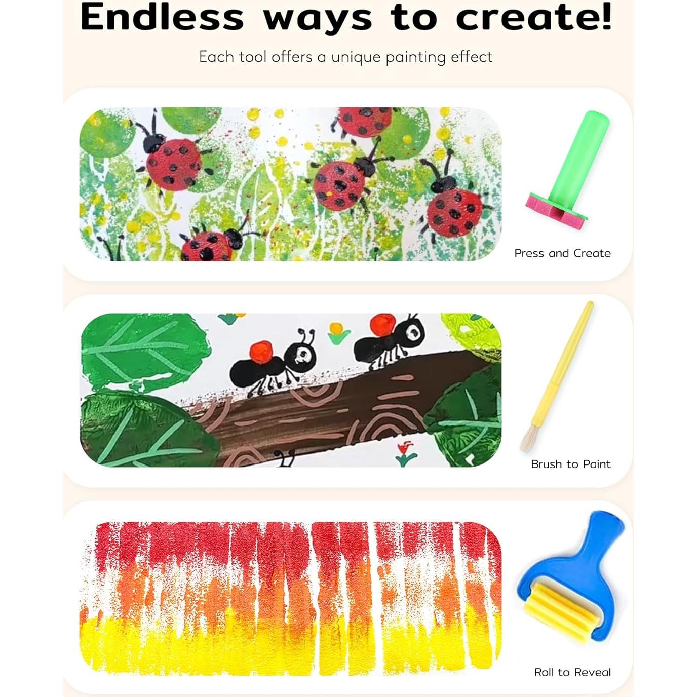 Pintura de Dedos Lavable TMOL 40 PCS No Tóxica 60ml 10 Colores