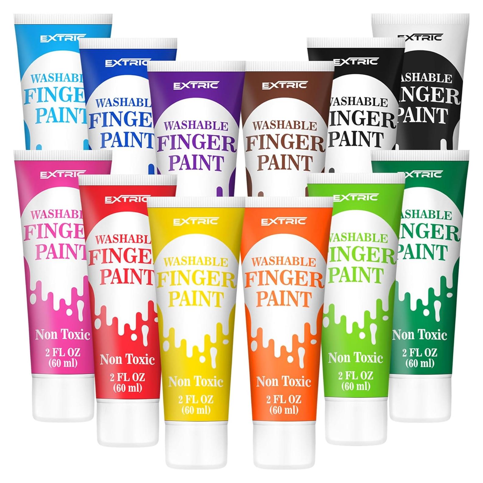 Pintura de Dedos Lavable EXTRIC - Set 12 Colores 60 ml