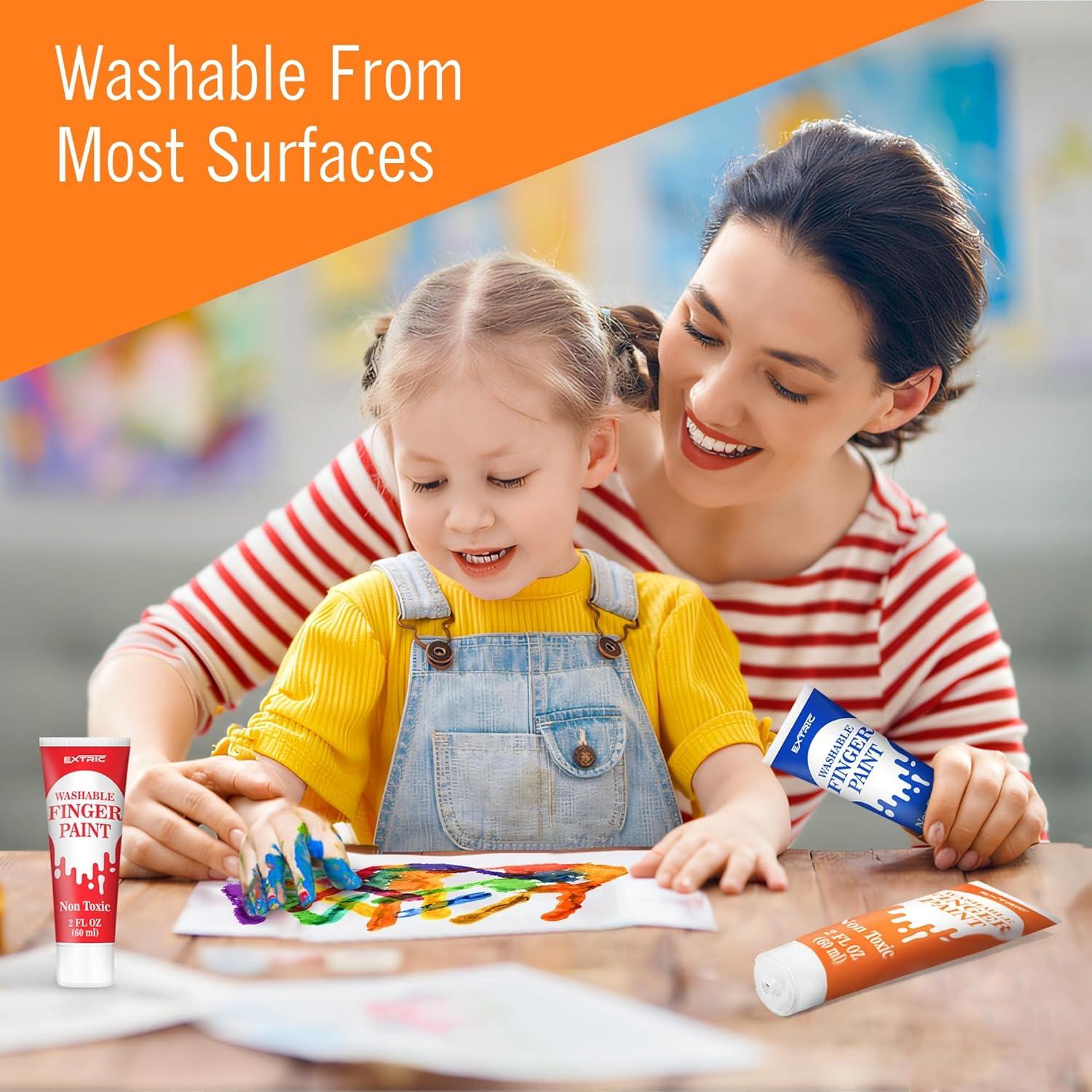 Pintura de Dedos Lavable EXTRIC - Set 12 Colores 60 ml