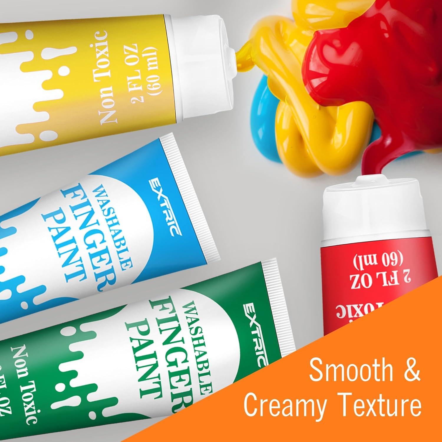 Pintura de Dedos Lavable EXTRIC - Set 12 Colores 60 ml