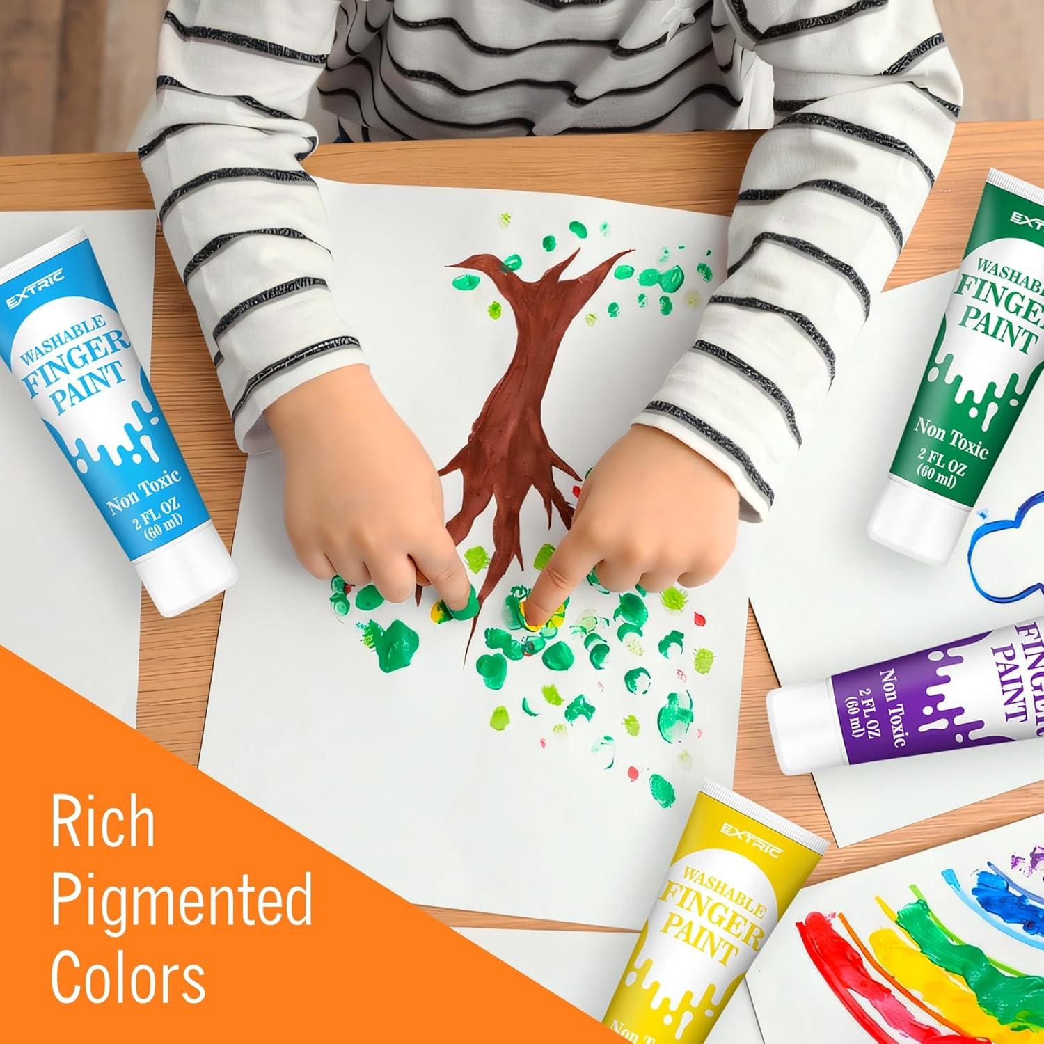 Pintura de Dedos Lavable EXTRIC - Set 12 Colores 60 ml