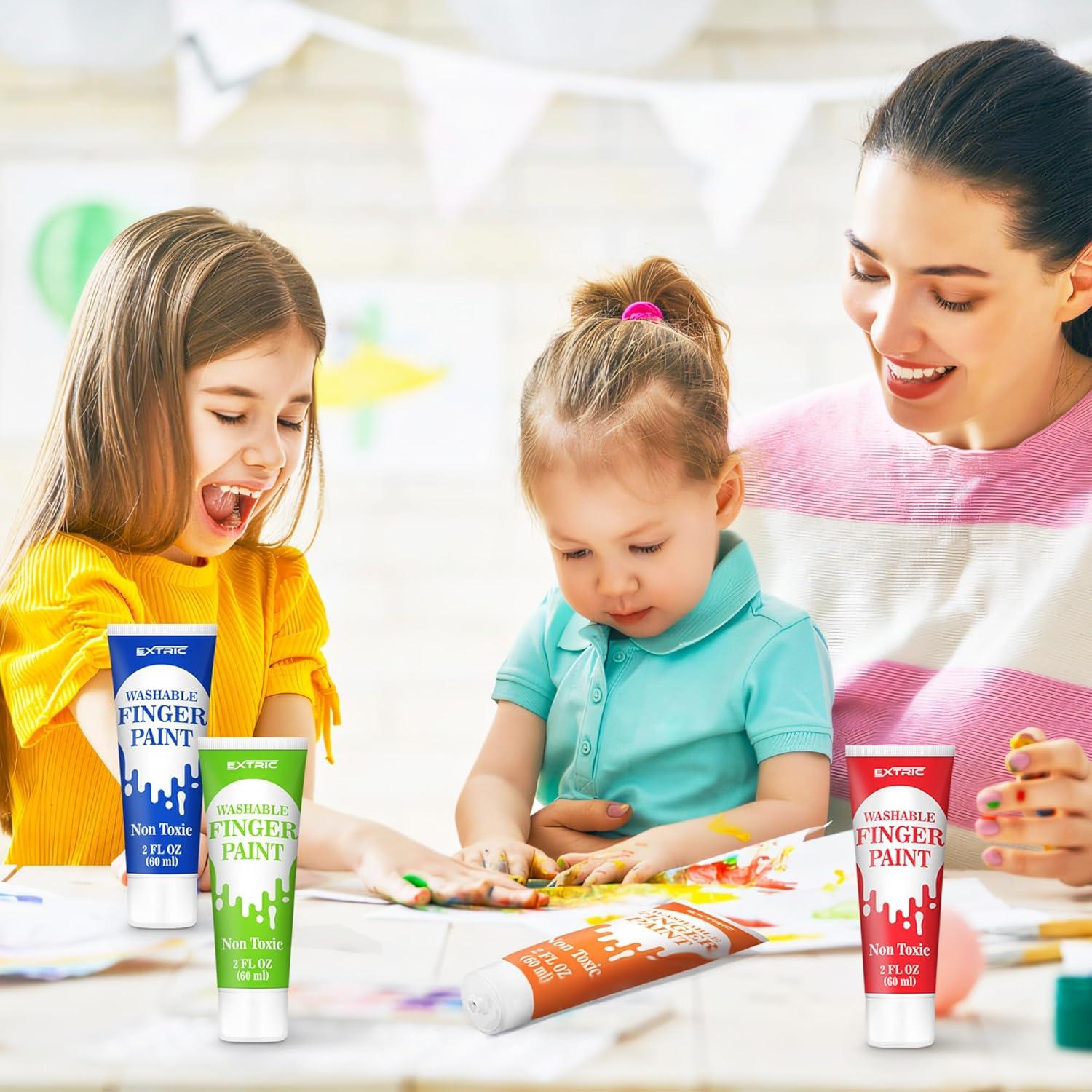 Pintura de Dedos Lavable EXTRIC - Set 12 Colores 60 ml