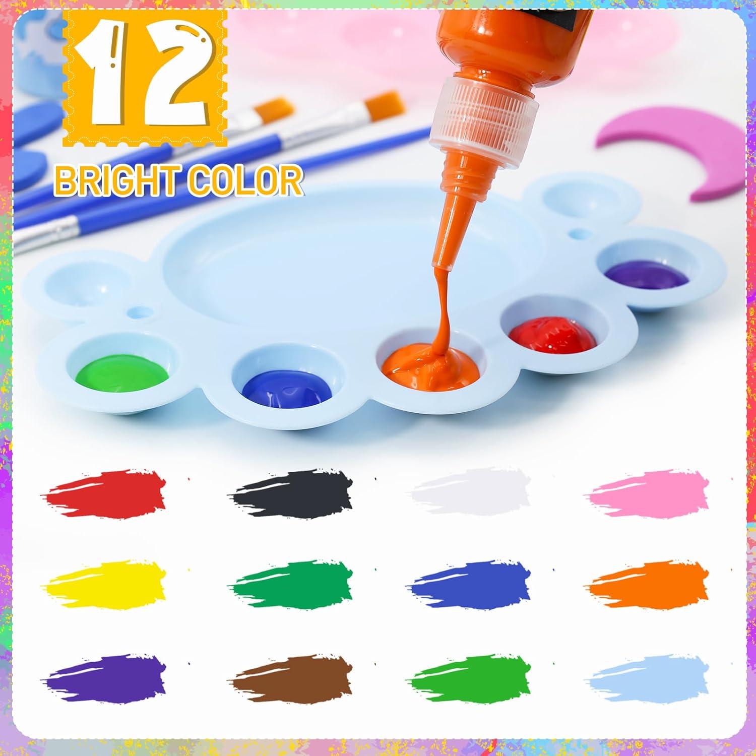 Kit de Pintura de Dedos MuseLuxe 45 Piezas 12 Colores Lavables