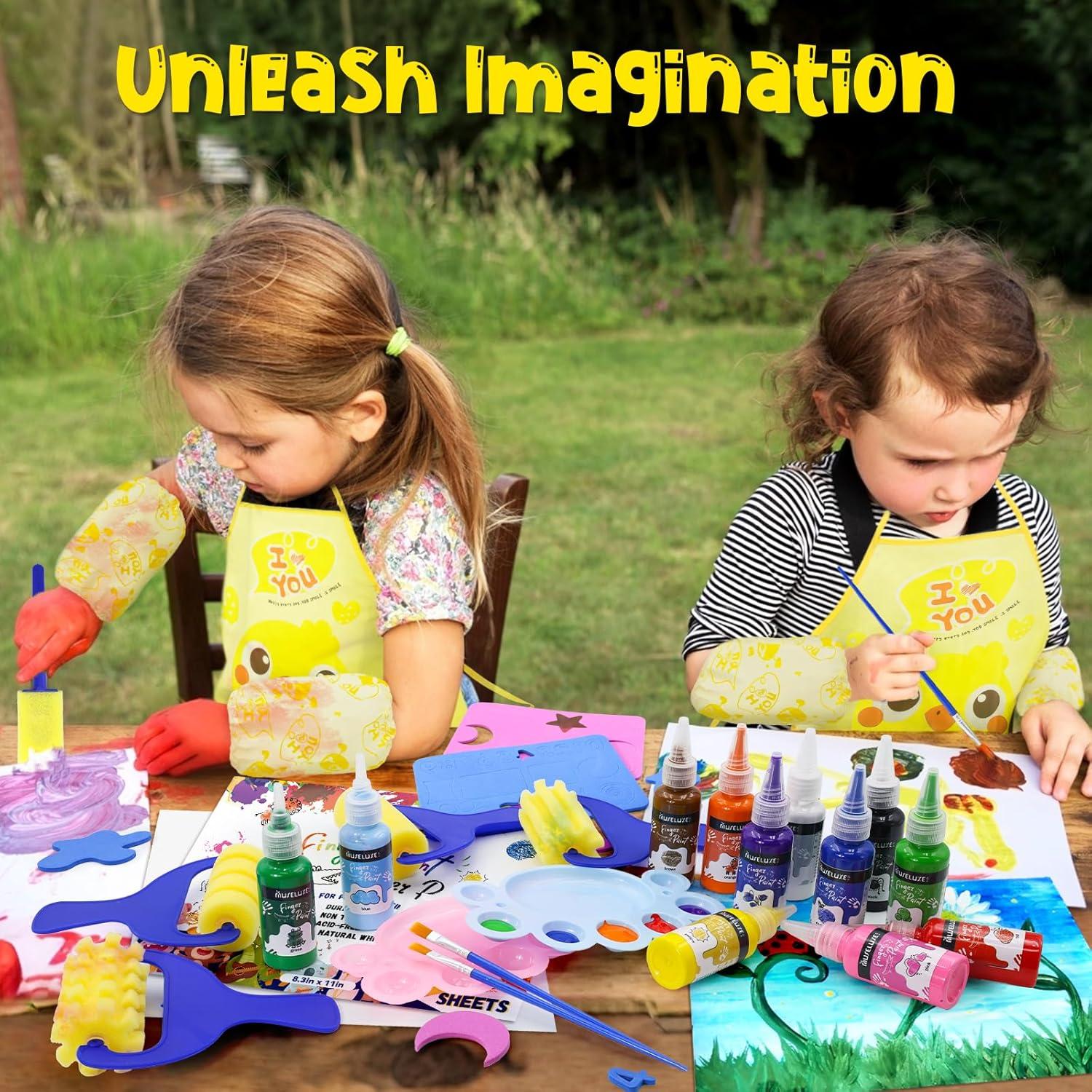 Kit de Pintura de Dedos MuseLuxe 45 Piezas 12 Colores Lavables