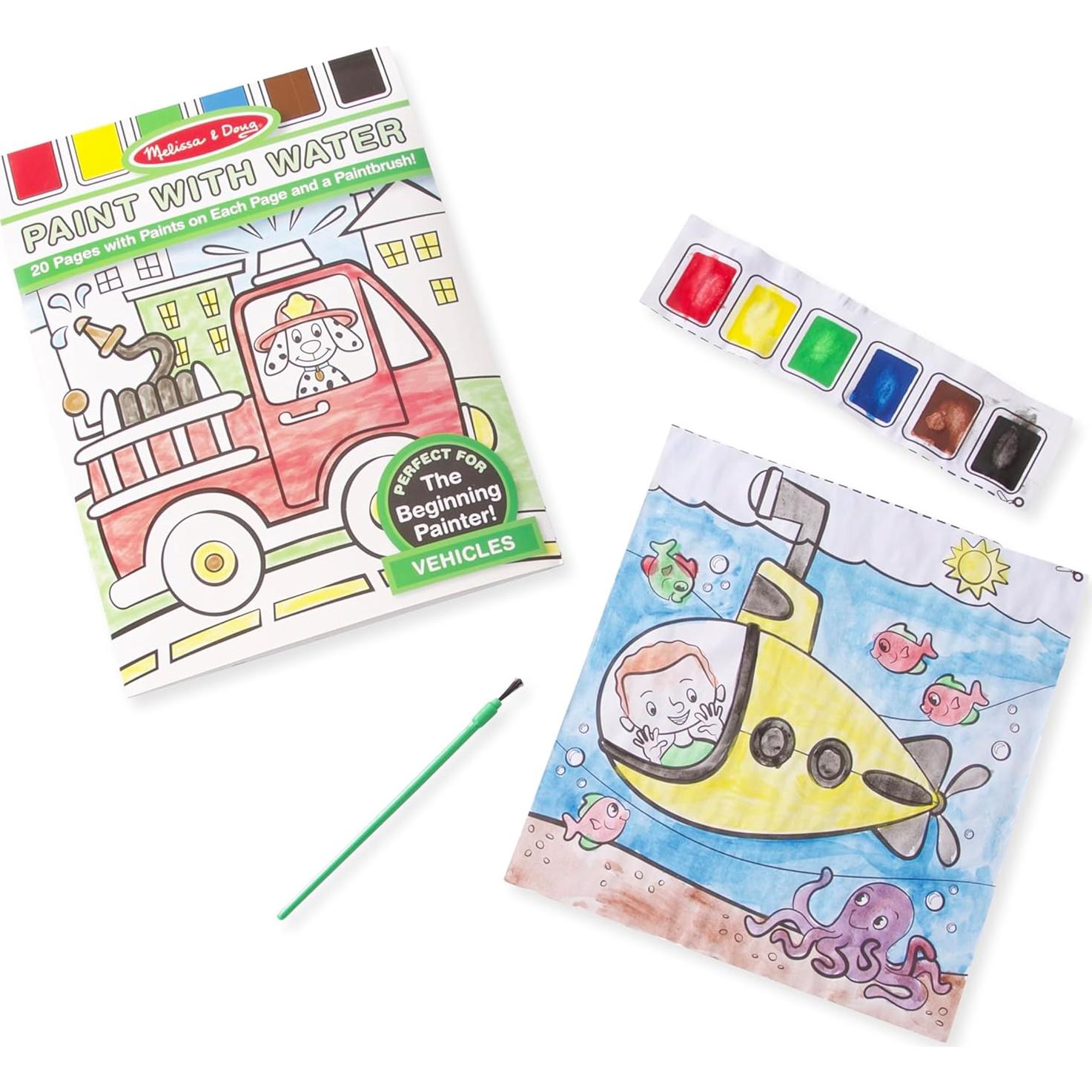 Melissa & Doug Pintar Con Agua Vehículos - 20 Páginas para Colorear
