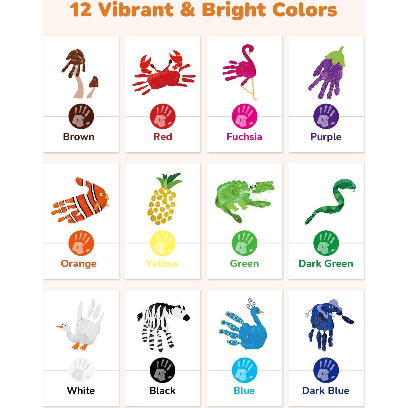 Pintura de Dedos Lavable JUPITEARTH 12 Colores No Tóxica 36ml