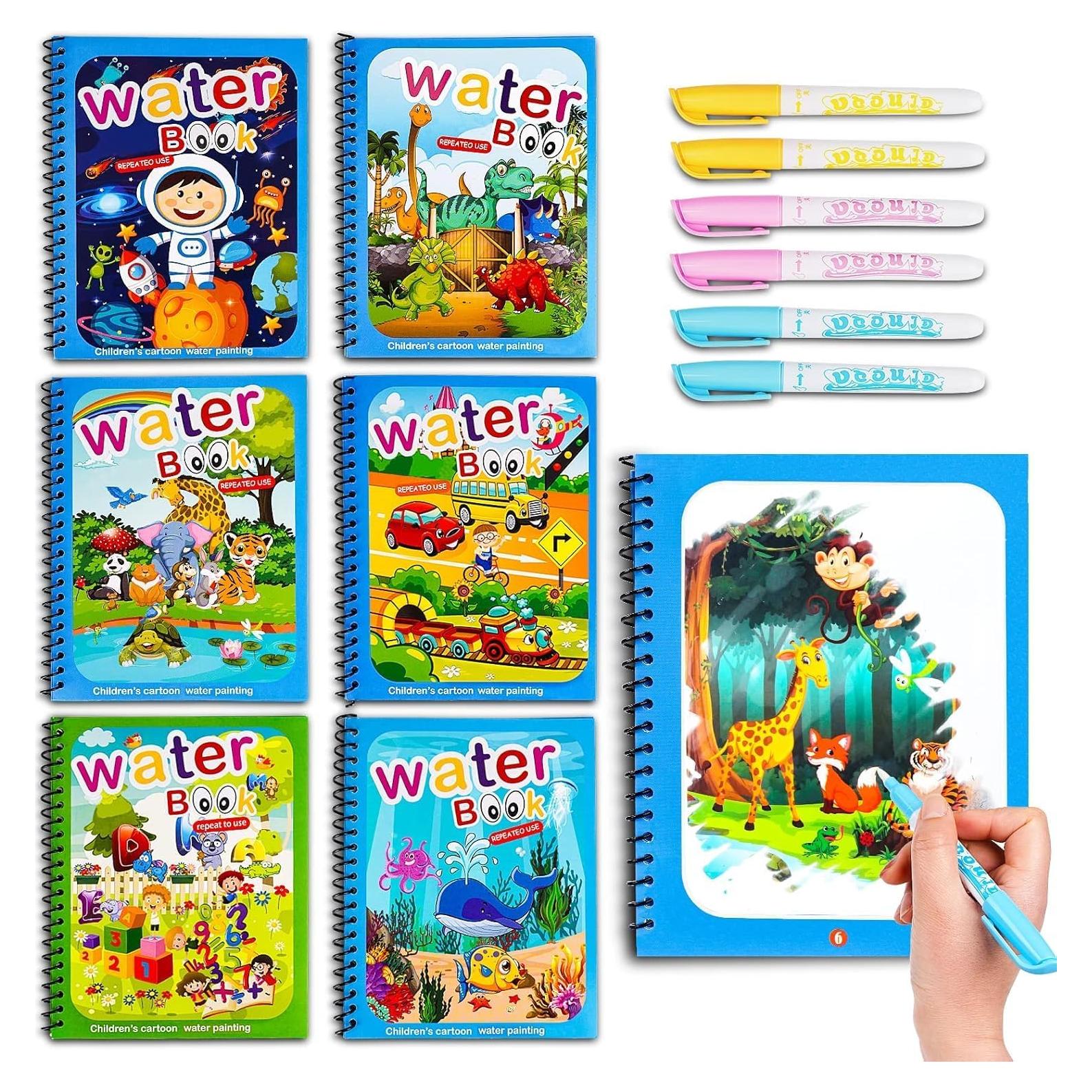 Libros de Colorear con Agua AIRBLOW para Niños 3-5 Años - 6 Paquete