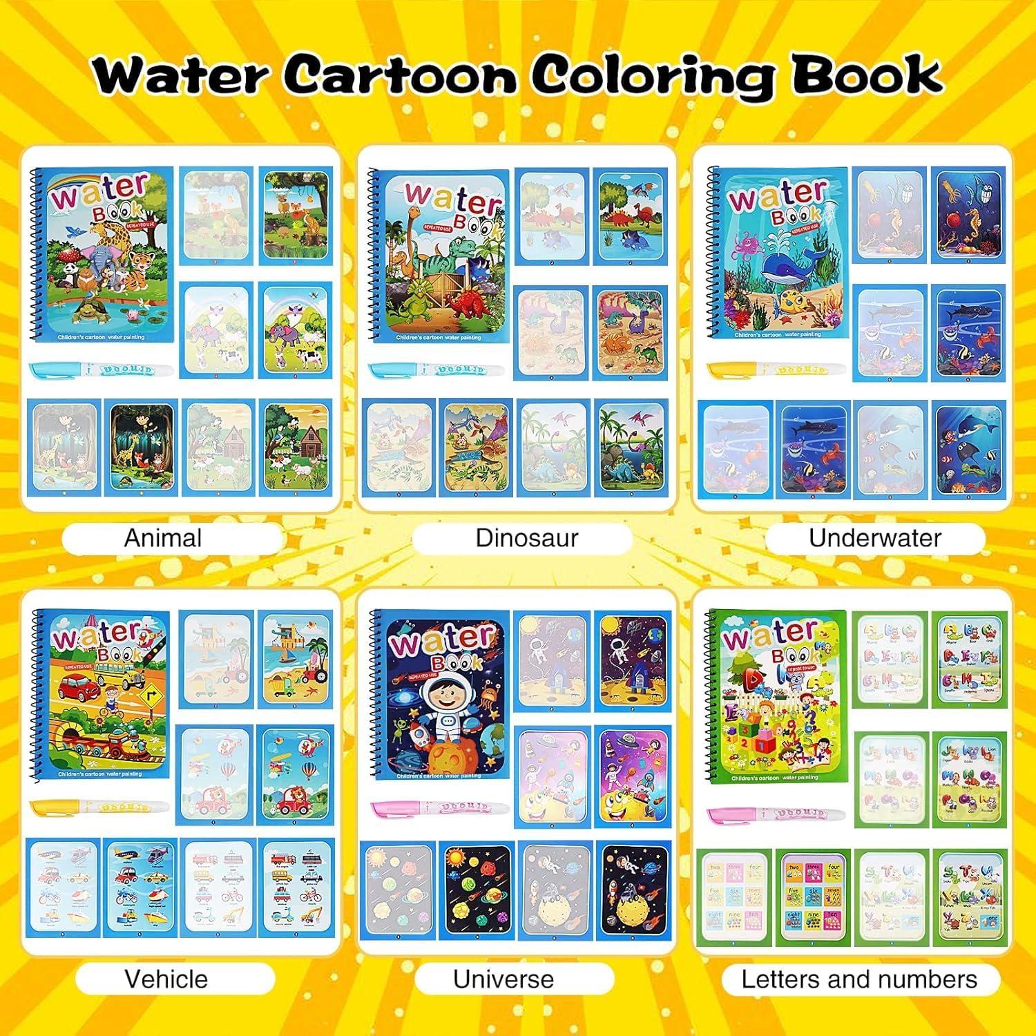 Libros de Colorear con Agua AIRBLOW para Niños 3-5 Años - 6 Paquete