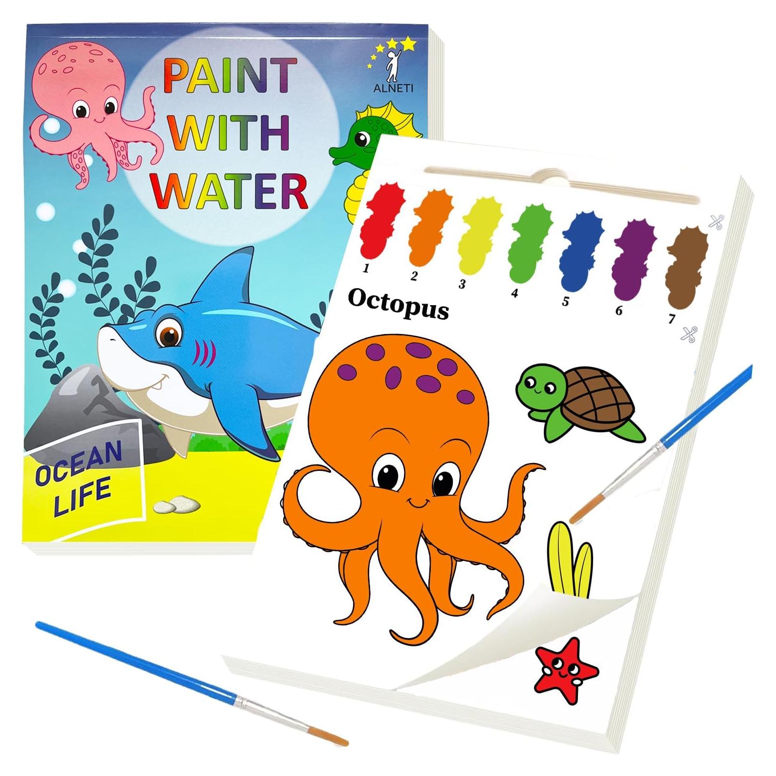 Libro de Pintura con Agua ALNETI Vida Oceánica 20 Páginas
