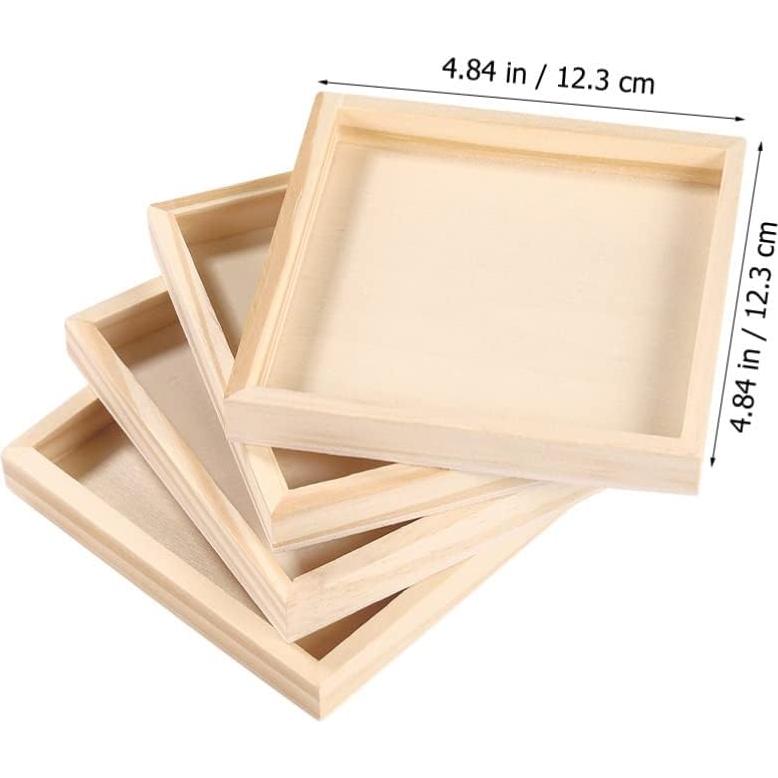 Juego de 5 Bandejas de Madera Anidadas SEWACC Cuadradas