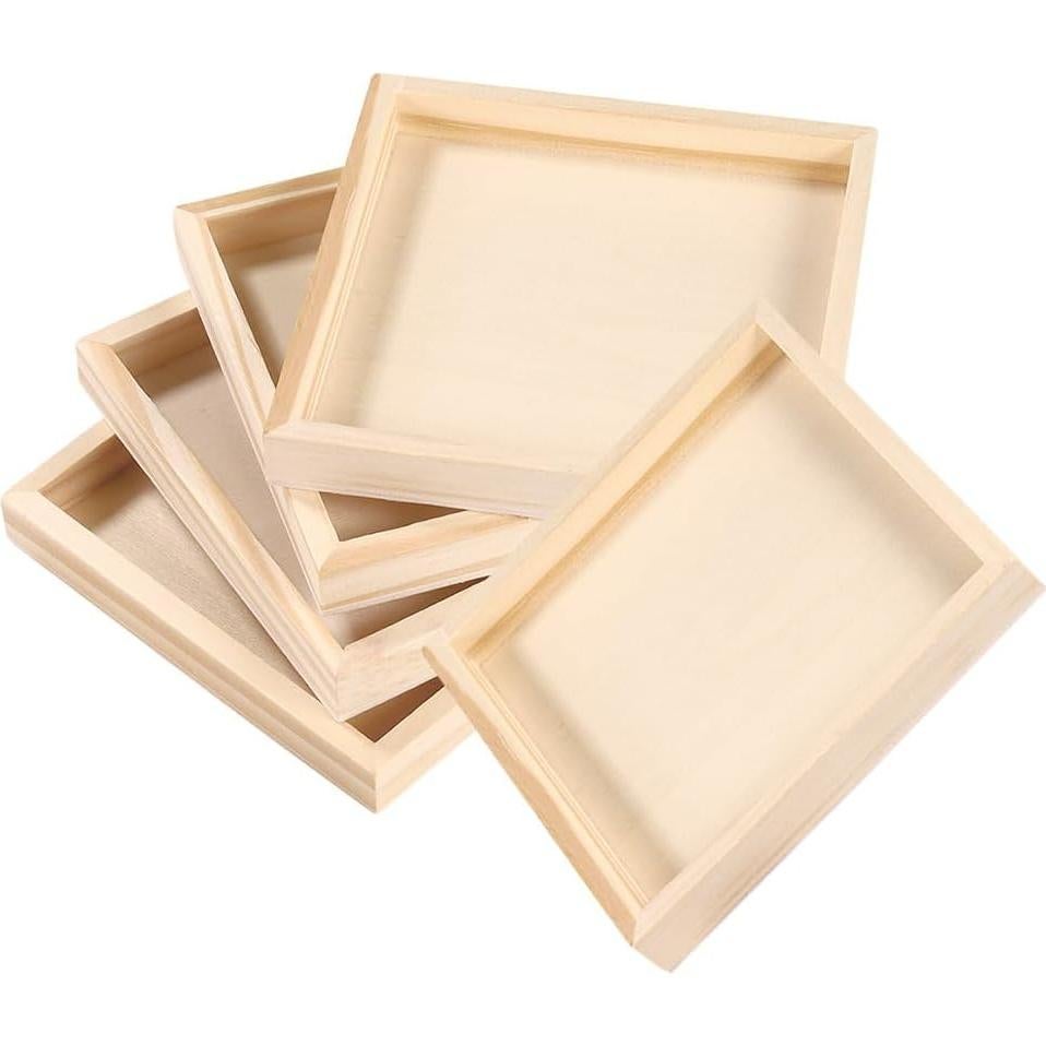 Juego de 5 Bandejas de Madera Anidadas SEWACC Cuadradas