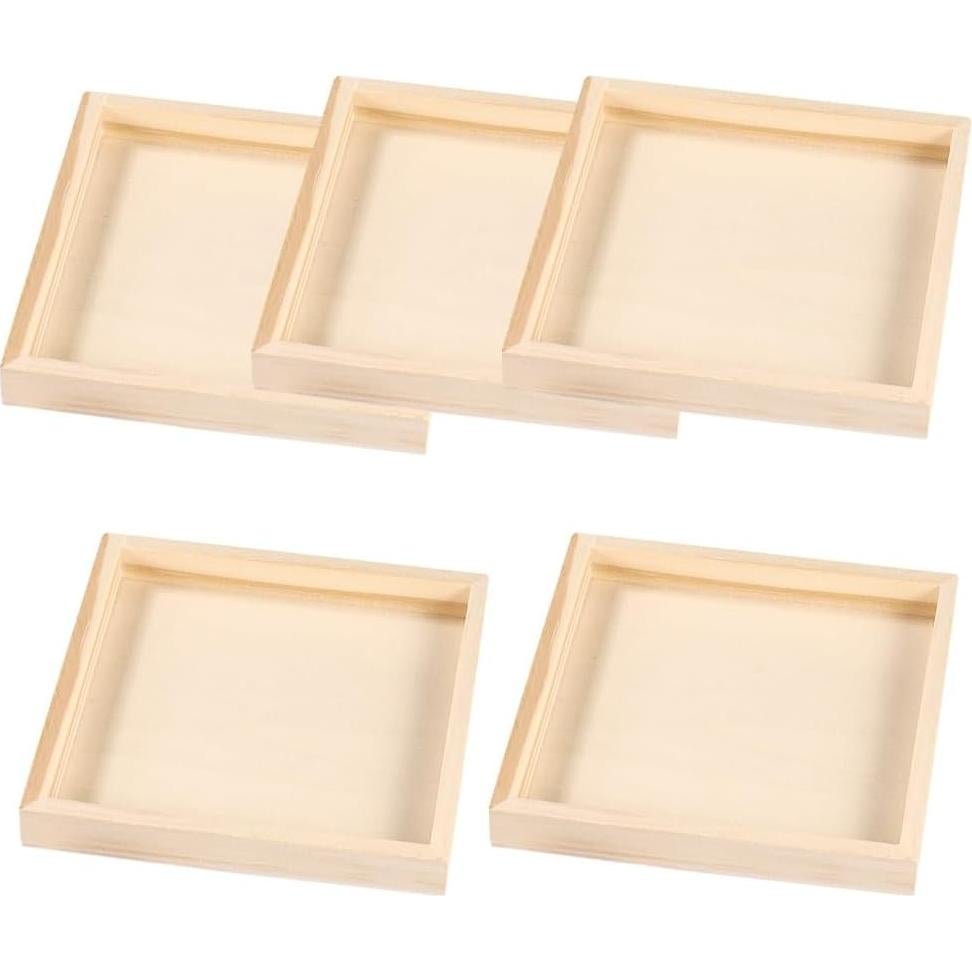 Juego de 5 Bandejas de Madera Anidadas SEWACC Cuadradas