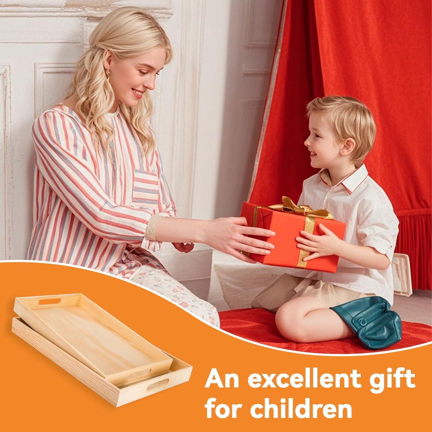 Bandejas de Madera PONGJA - 2 Piezas Rectangulares 40.6x25.4cm