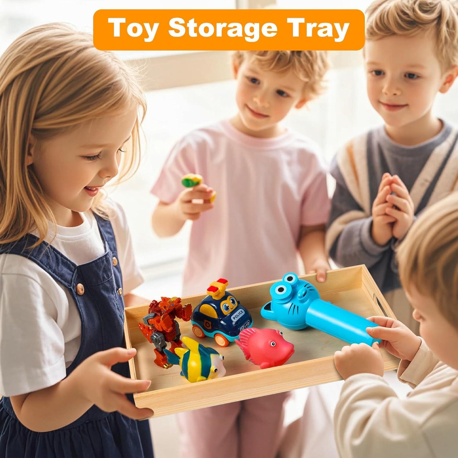 Set de 7 Bandejas de Madera PONGJA con Asas - 40.6x25.9 cm