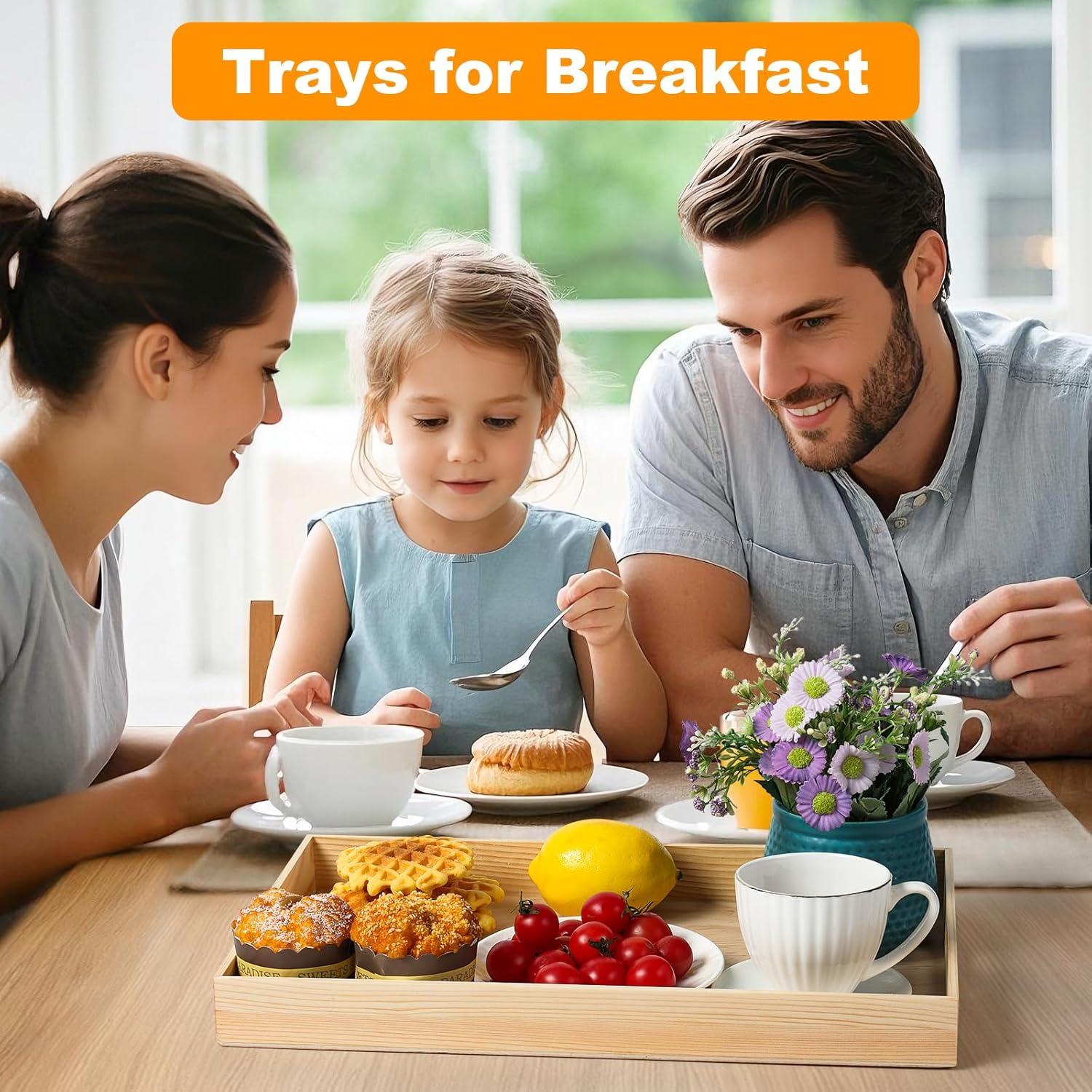 Set de 7 Bandejas de Madera PONGJA con Asas - 40.6x25.9 cm