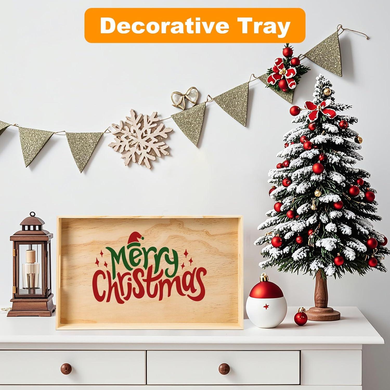 Set de 7 Bandejas de Madera PONGJA con Asas - 40.6x25.9 cm