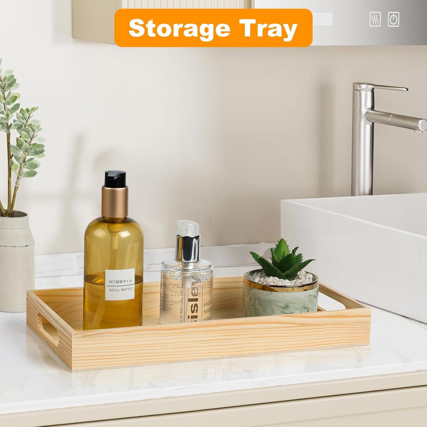 Set de 7 Bandejas de Madera PONGJA con Asas - 40.6x25.9 cm