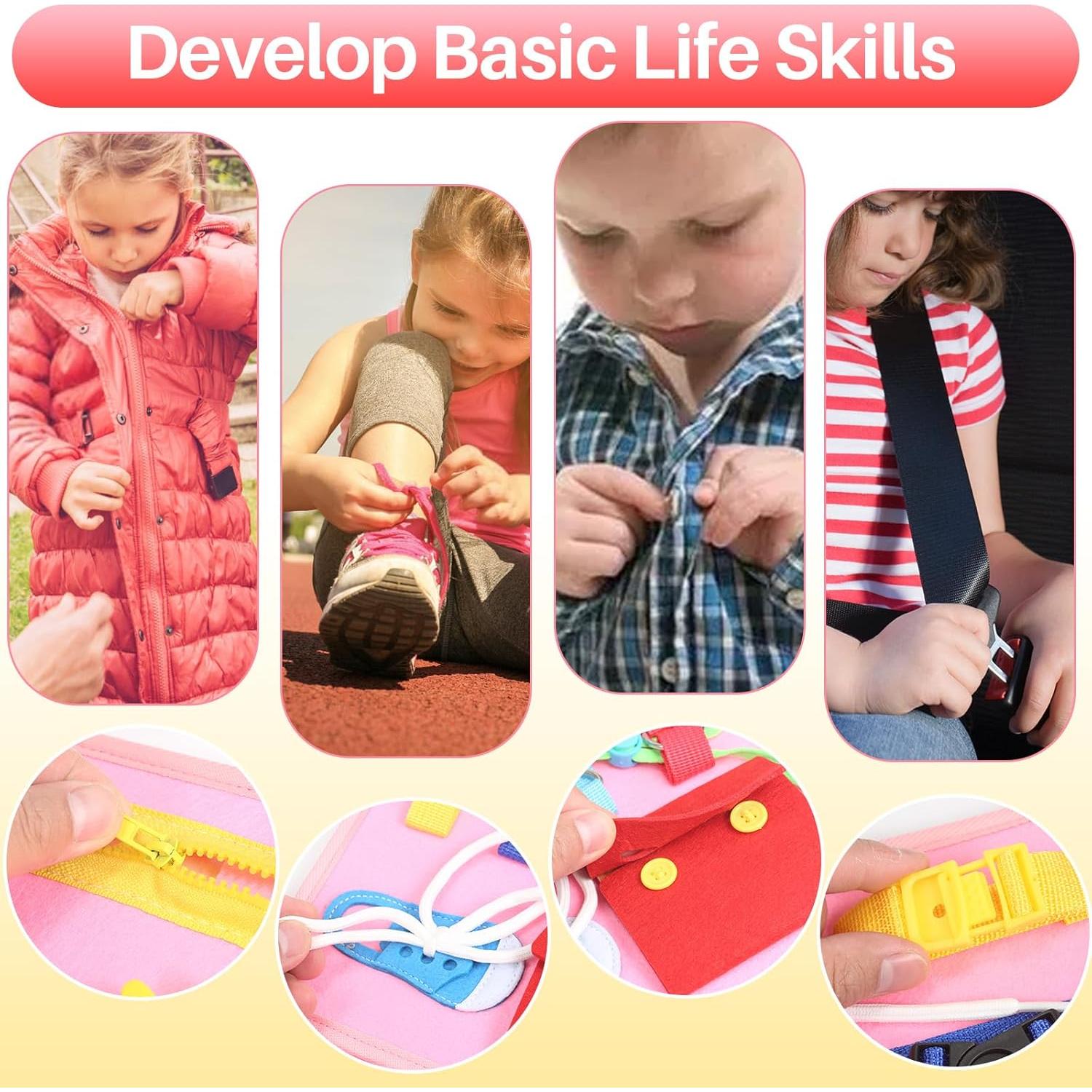 Tablero Ocupado Montessori Whizturtle Rosa 8 en 1 para Niños