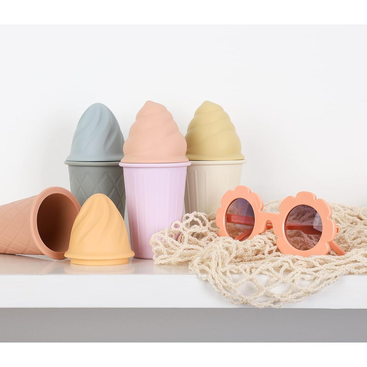 Set de Juguetes de Arena de Helado BLUE GINKGO - 4 Piezas de Silicona