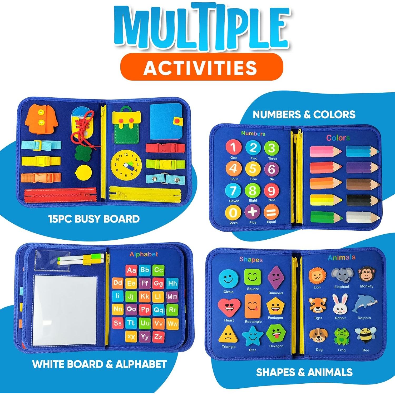 Busy Board Montessori Juguete Educativo 8 Páginas 21 Actividades