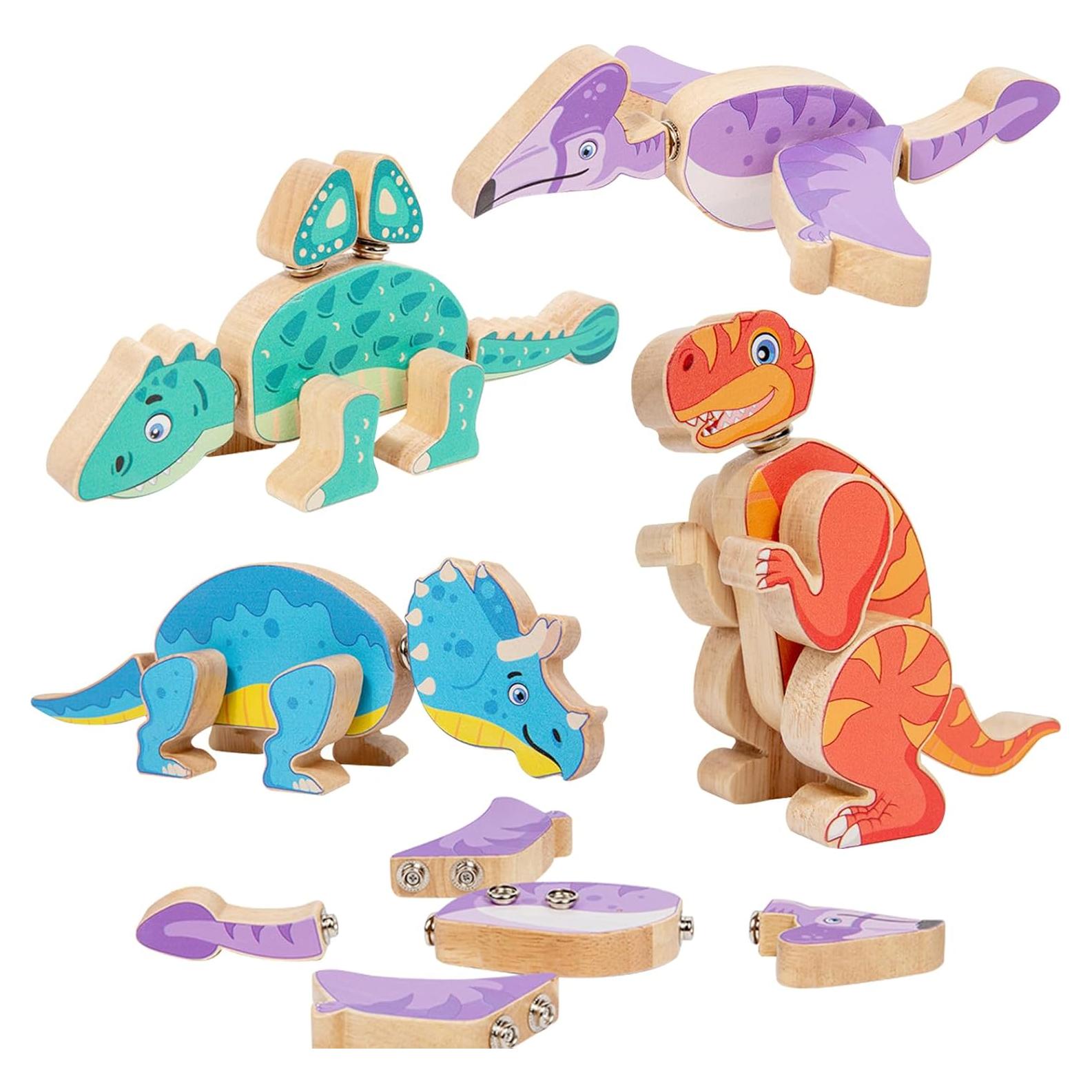 Bloques de Dinosaurio de Madera Twood - Juguete Educativo 28 Piezas