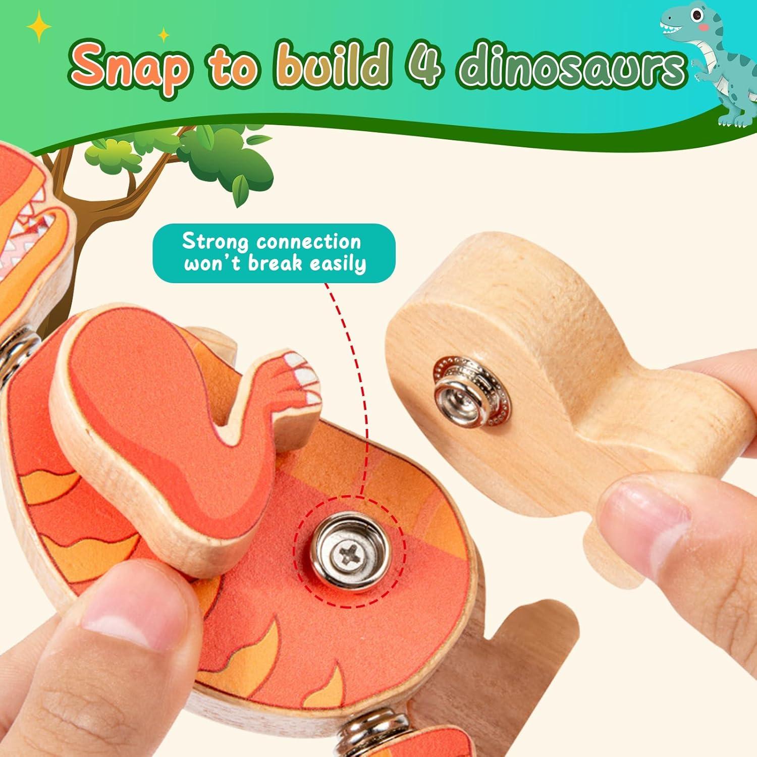 Bloques de Dinosaurio de Madera Twood - Juguete Educativo 28 Piezas