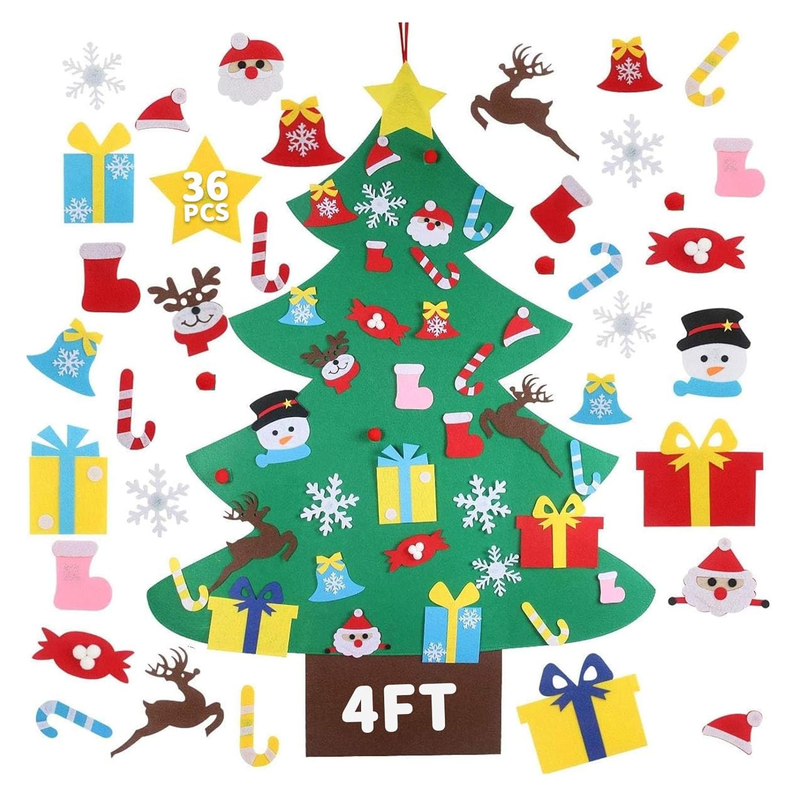 Árbol de Navidad de Fieltro GameXcel 4 pies con 36 Adornos