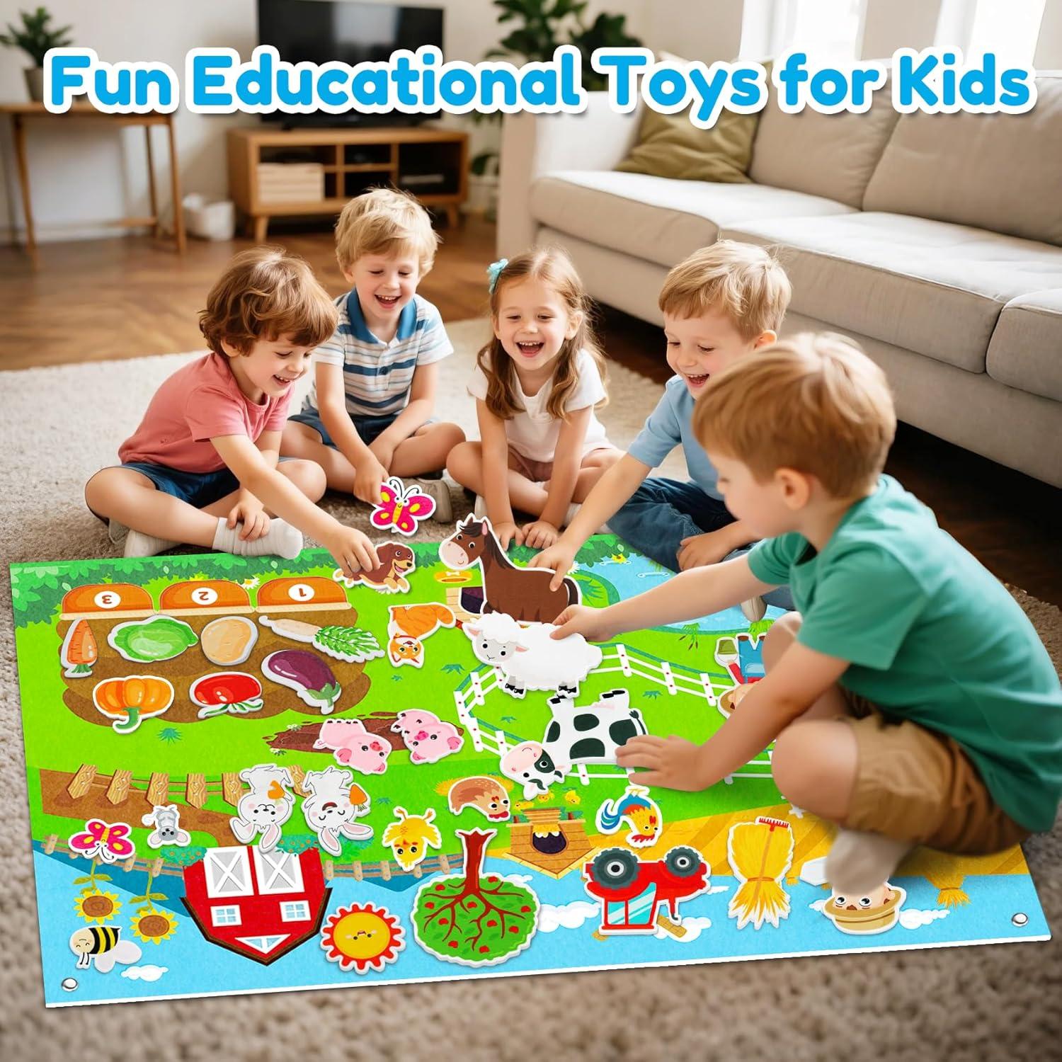 Juego de Tablero de Fieltro Peacurh 38 Piezas Granja 109x71cm