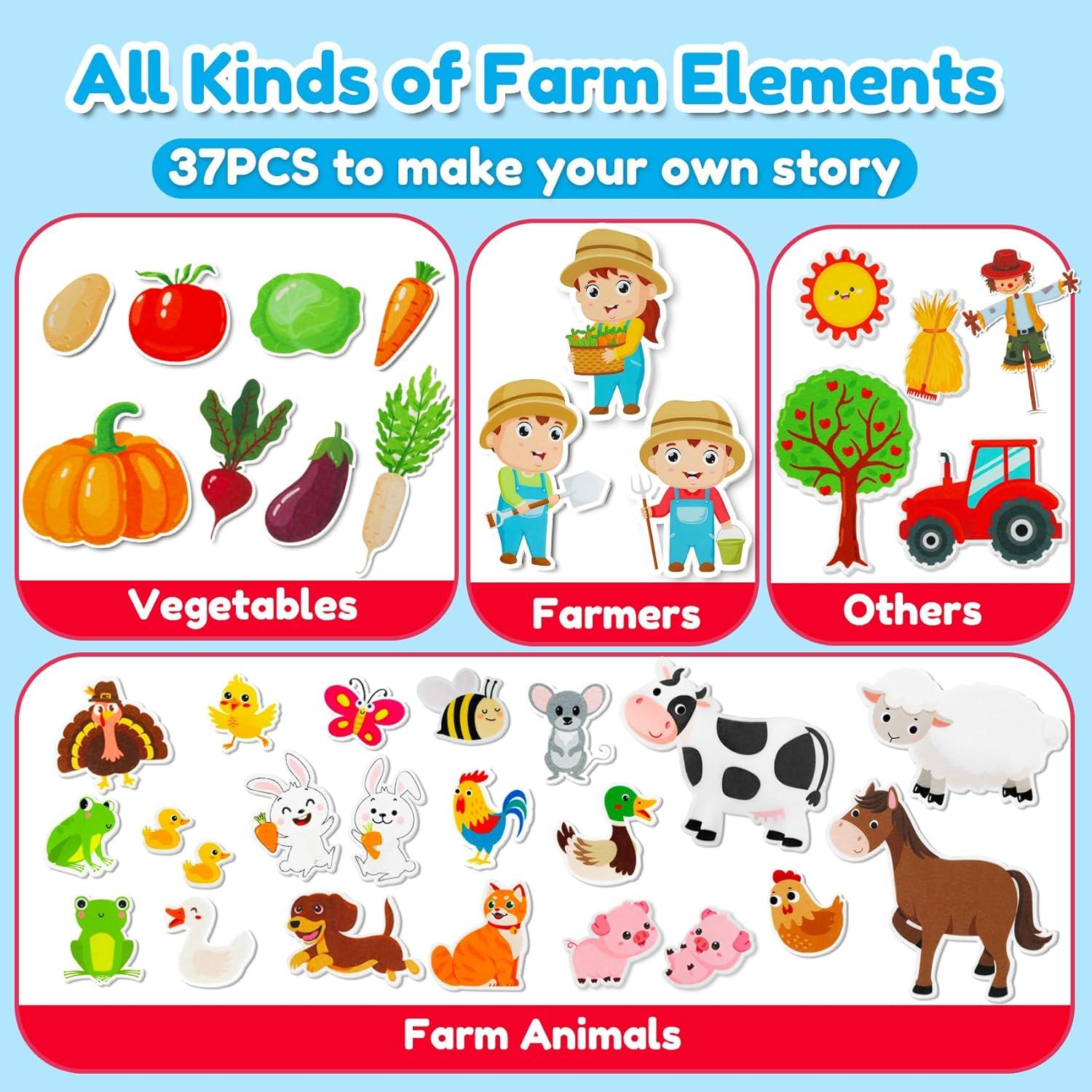 Juego de Tablero de Fieltro Peacurh 38 Piezas Granja 109x71cm