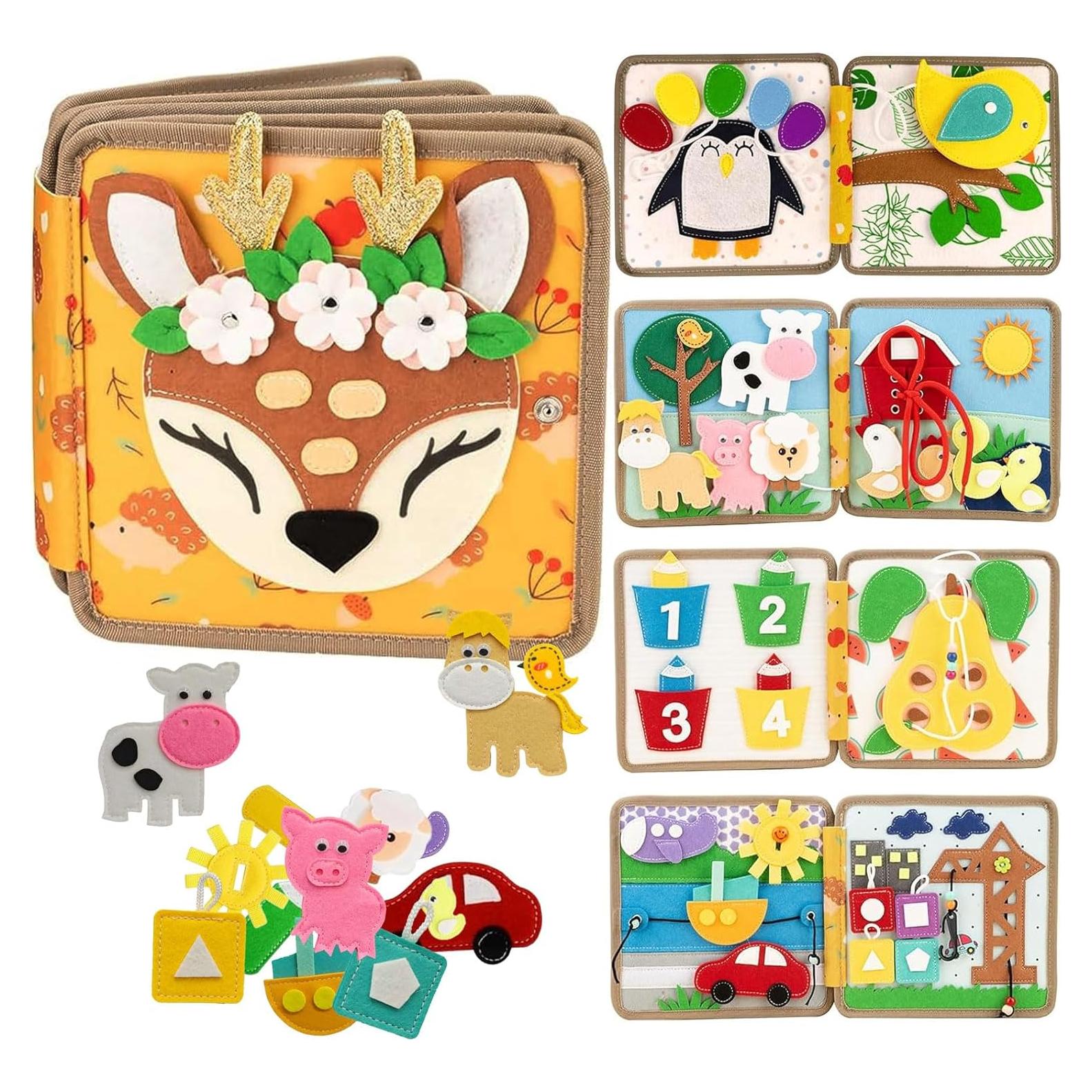 Libro Ocupado Montessori Kizadee para Niños 1-3 Años - Actividades Silenciosas