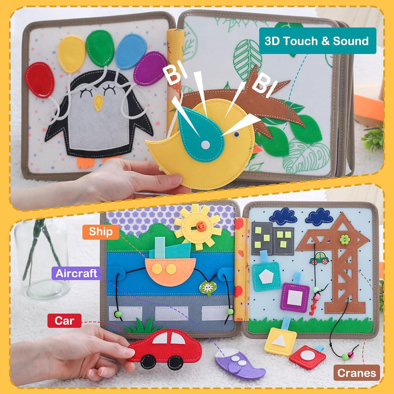 Libro Ocupado Montessori Kizadee para Niños 1-3 Años - Actividades Silenciosas