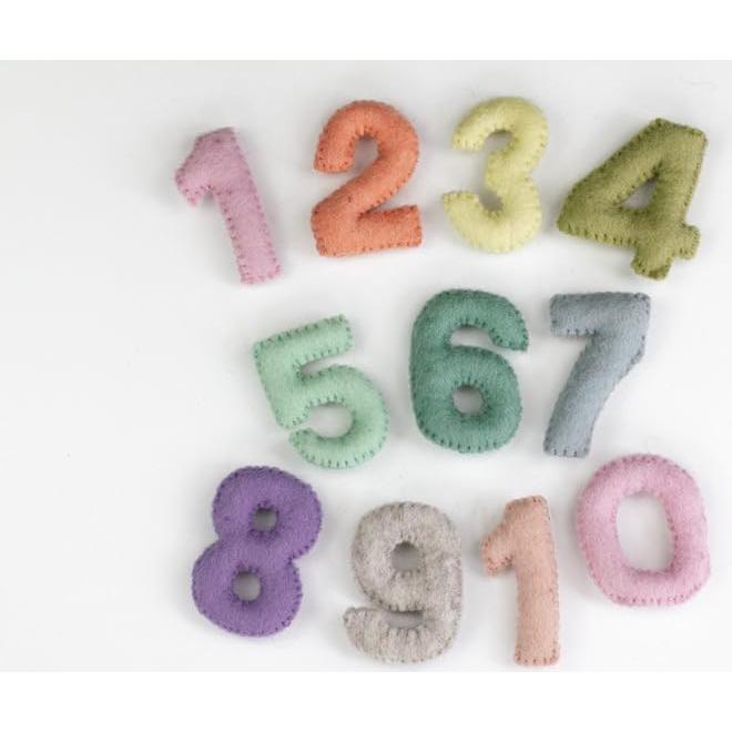 Juego de Números de Fieltro Montessori Hito Mensual 0-9 Pastel