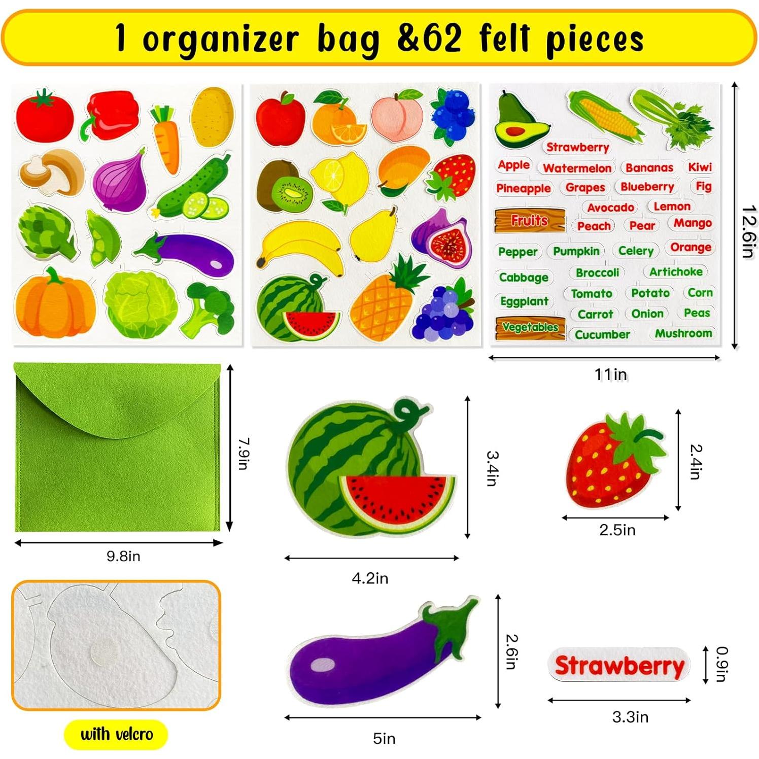 Juego de Aprendizaje de Frutas y Verduras PENGFULL 62 Piezas