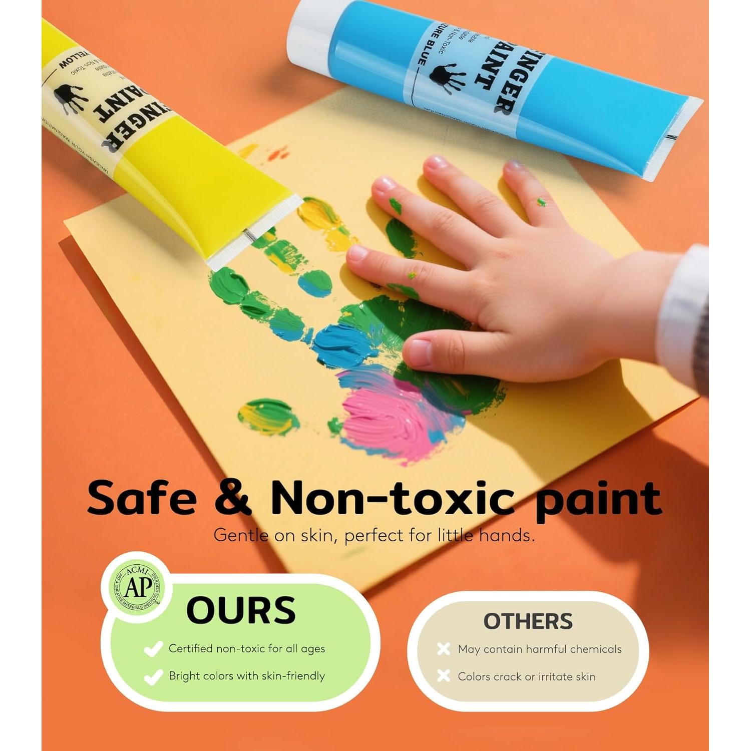 Pintura de Dedos Lavable TMOL 10 Colores 60ml para Niños