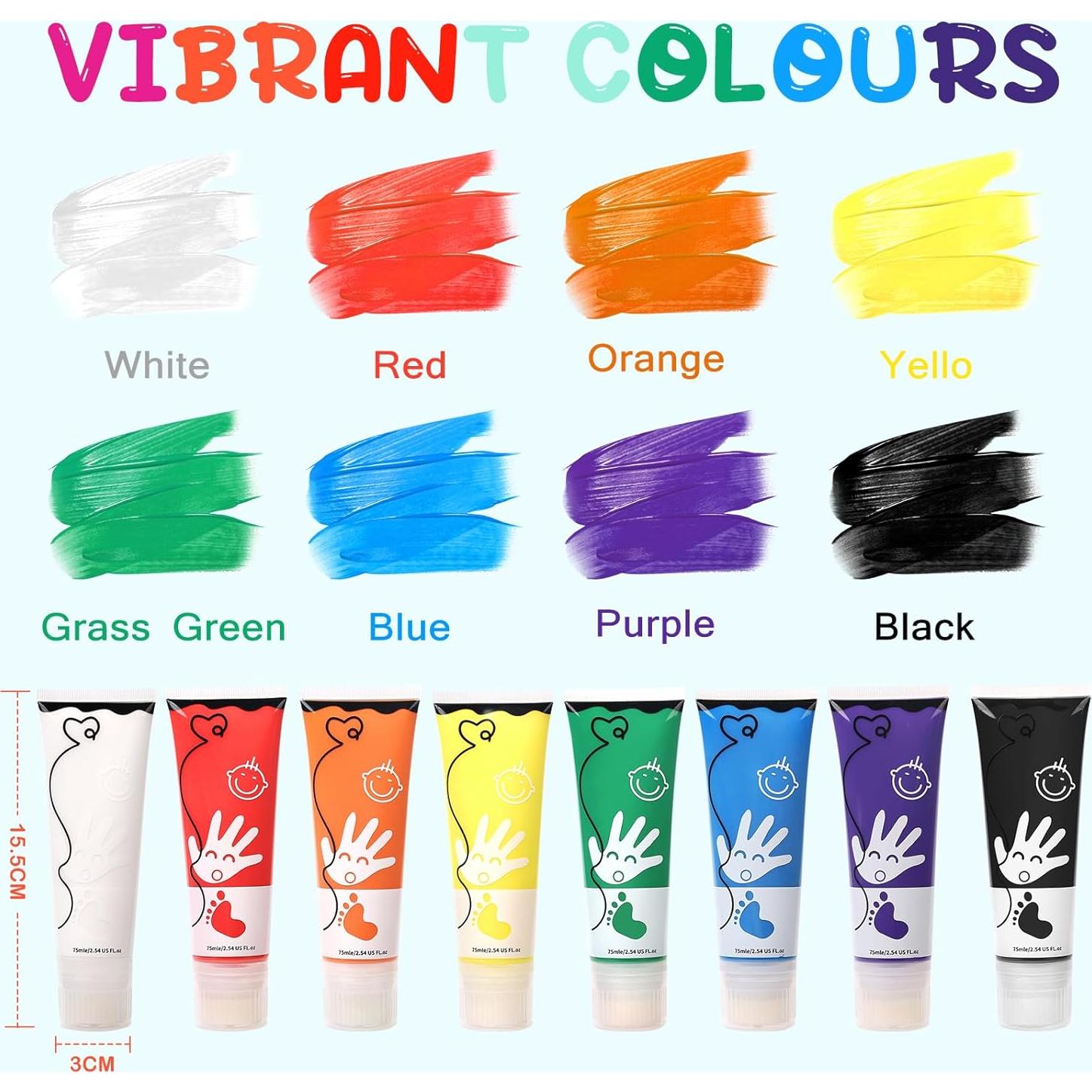 Pintura de Dedos Sortnic 8 Colores Lavable 75 ml No Tóxica