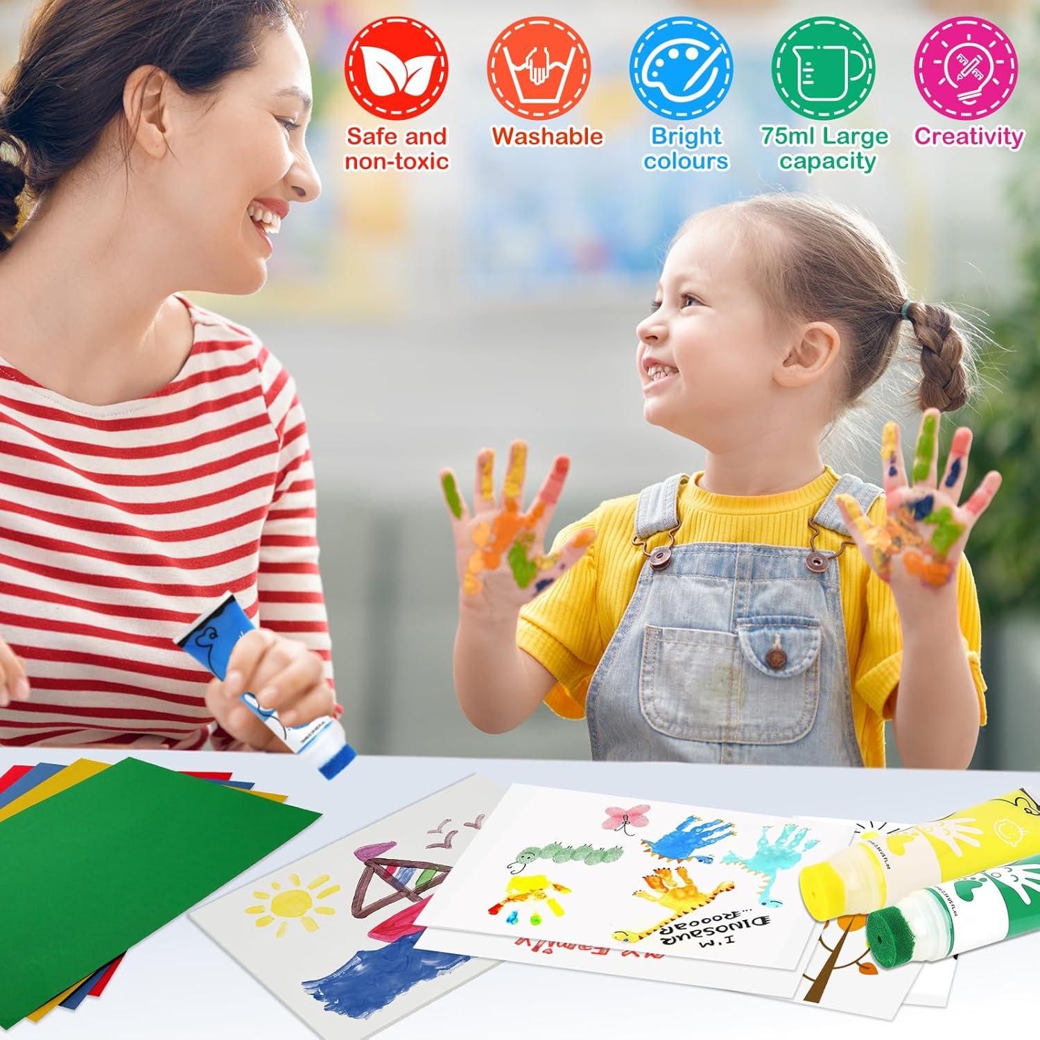 Pintura de Dedos Sortnic 8 Colores Lavable 75 ml No Tóxica