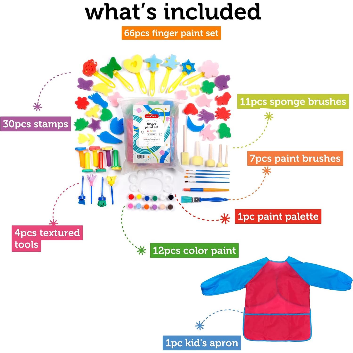 Juego de Pintura Lavable Incraftables - 65 Piezas No Tóxicas