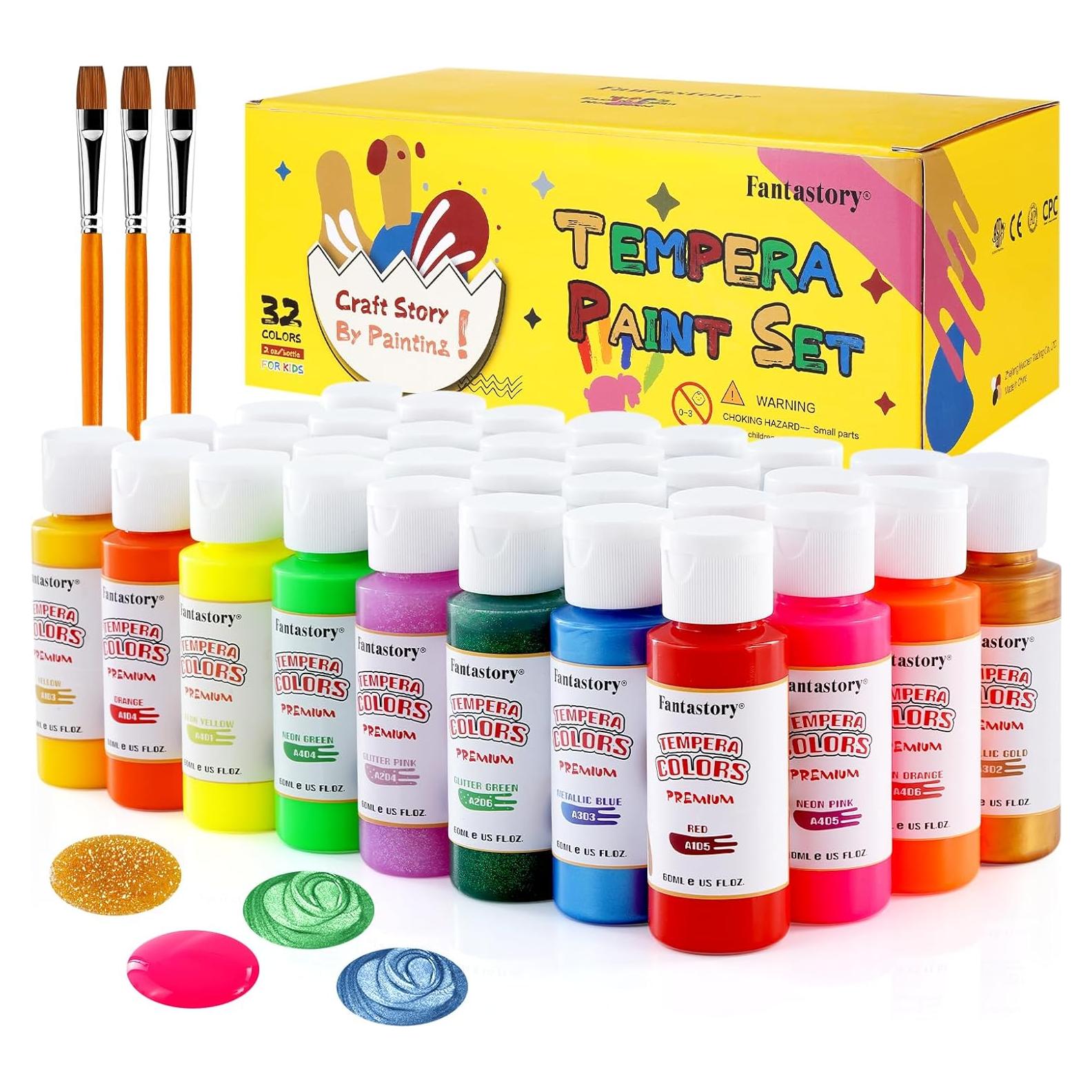 Pintura Tempera Lavable Fantastory 32 Colores 60 ml Niños