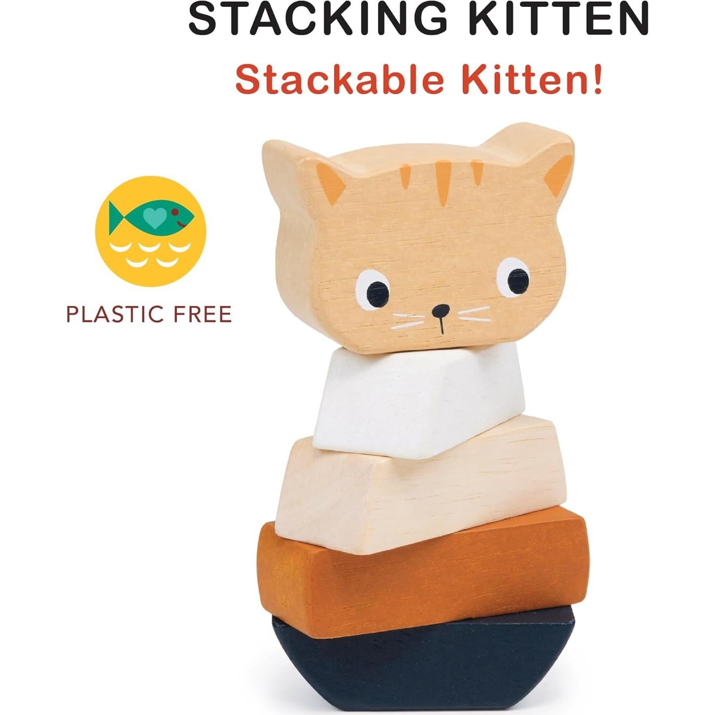 Kit de Apilamiento Gatito Mentari - 5 Bloques de Madera 6x2.5cm