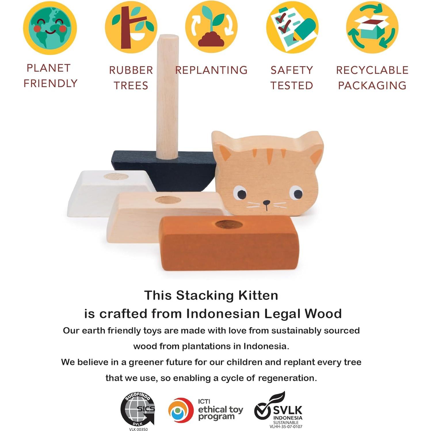 Kit de Apilamiento Gatito Mentari - 5 Bloques de Madera 6x2.5cm