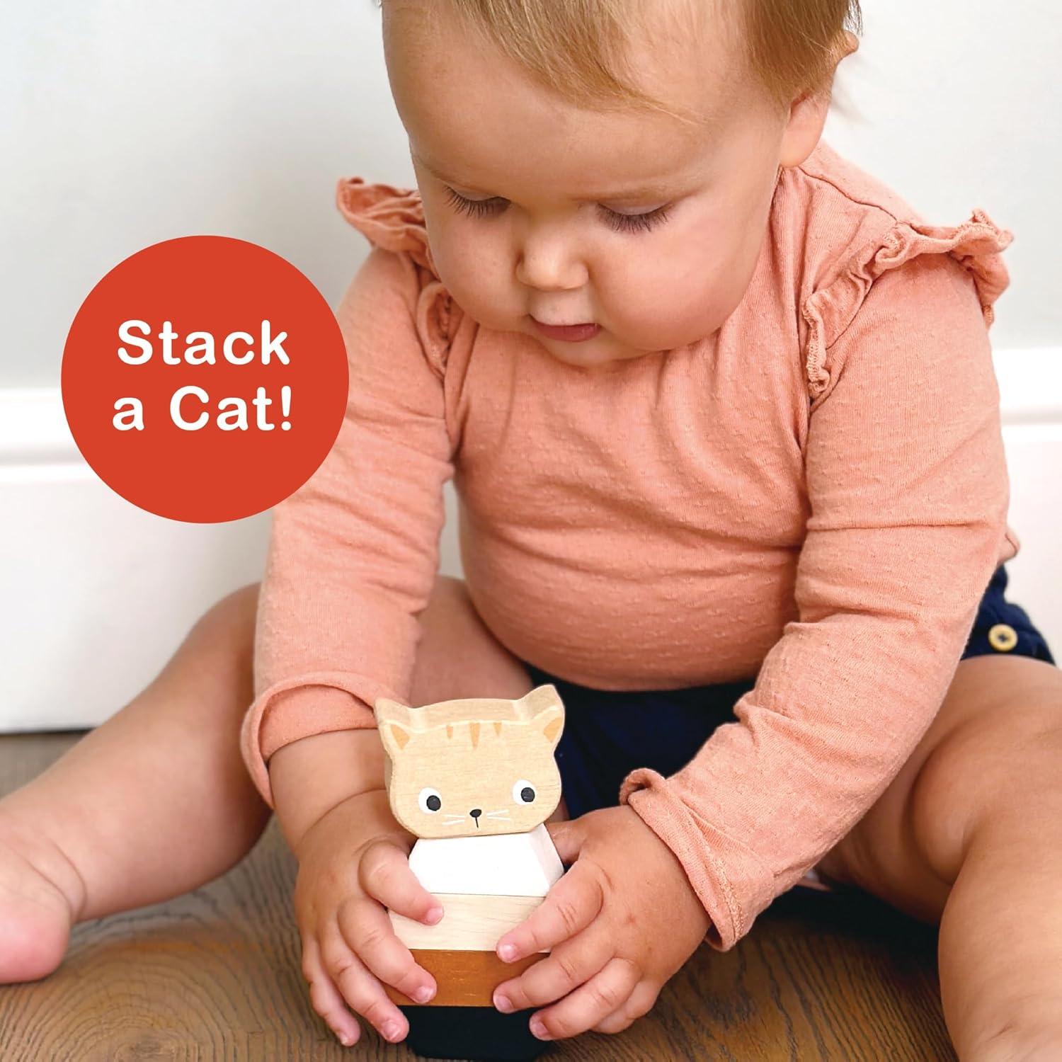 Kit de Apilamiento Gatito Mentari - 5 Bloques de Madera 6x2.5cm