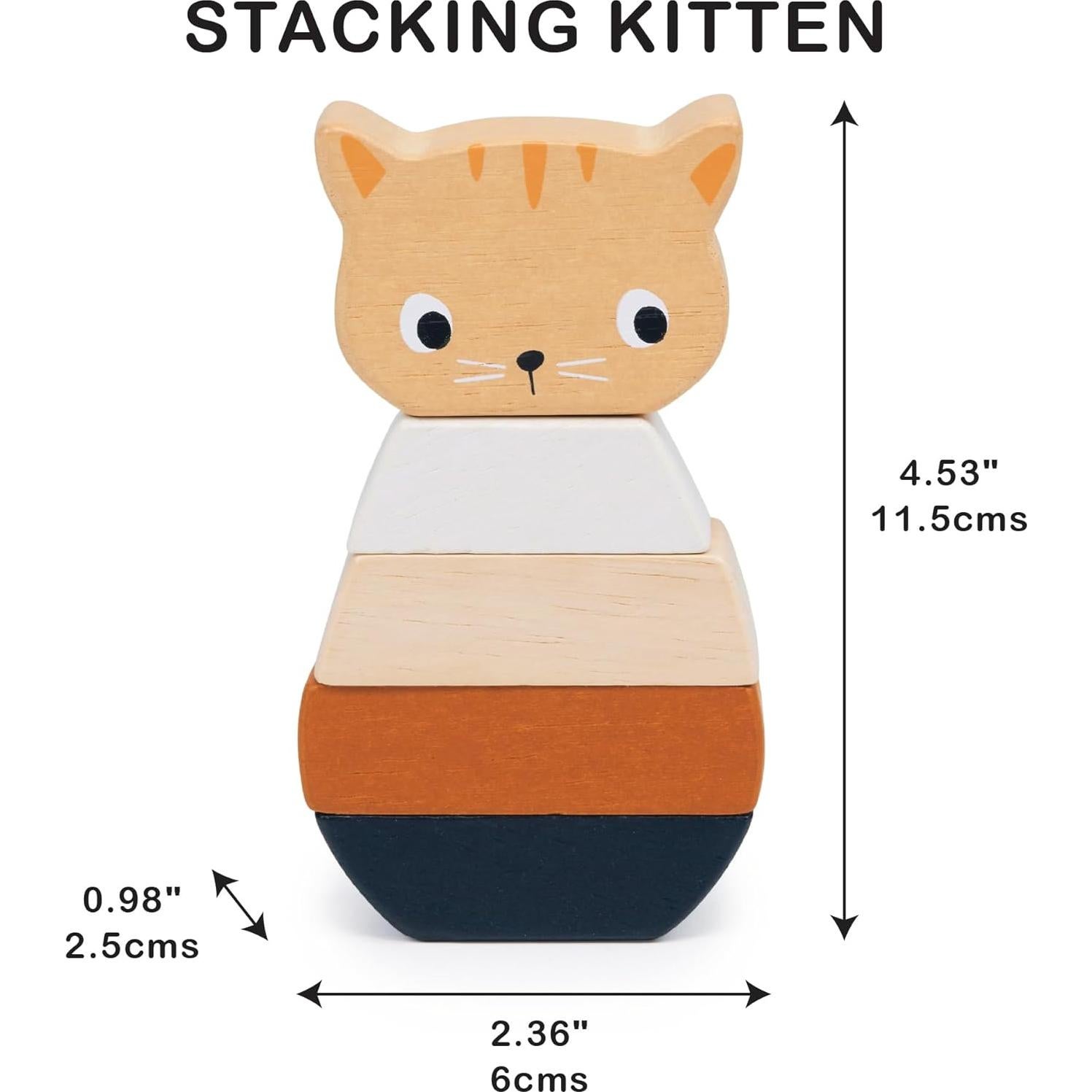 Kit de Apilamiento Gatito Mentari - 5 Bloques de Madera 6x2.5cm